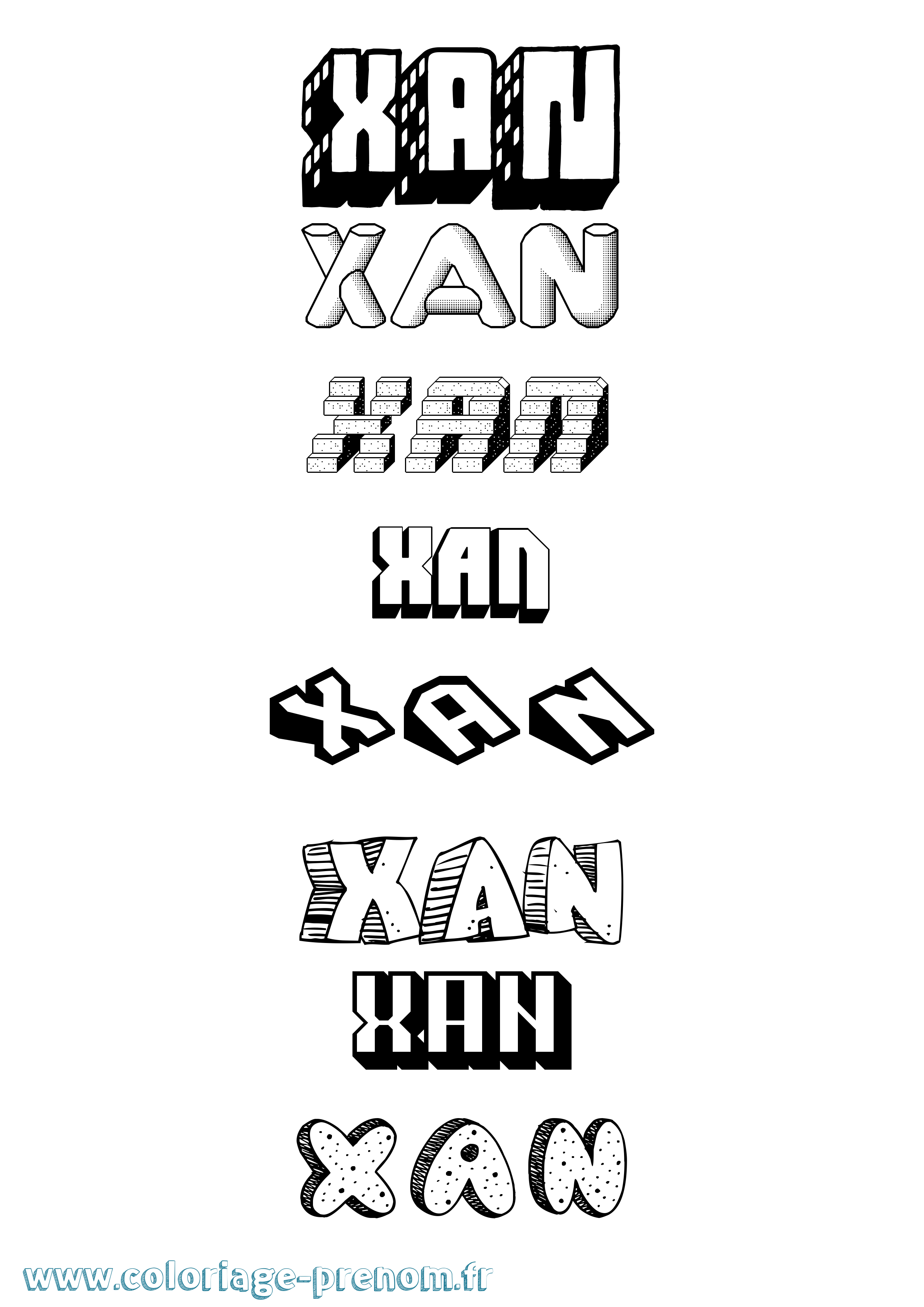 Coloriage Xan Effet 3D Coloriage prénom Xan Effet 3D