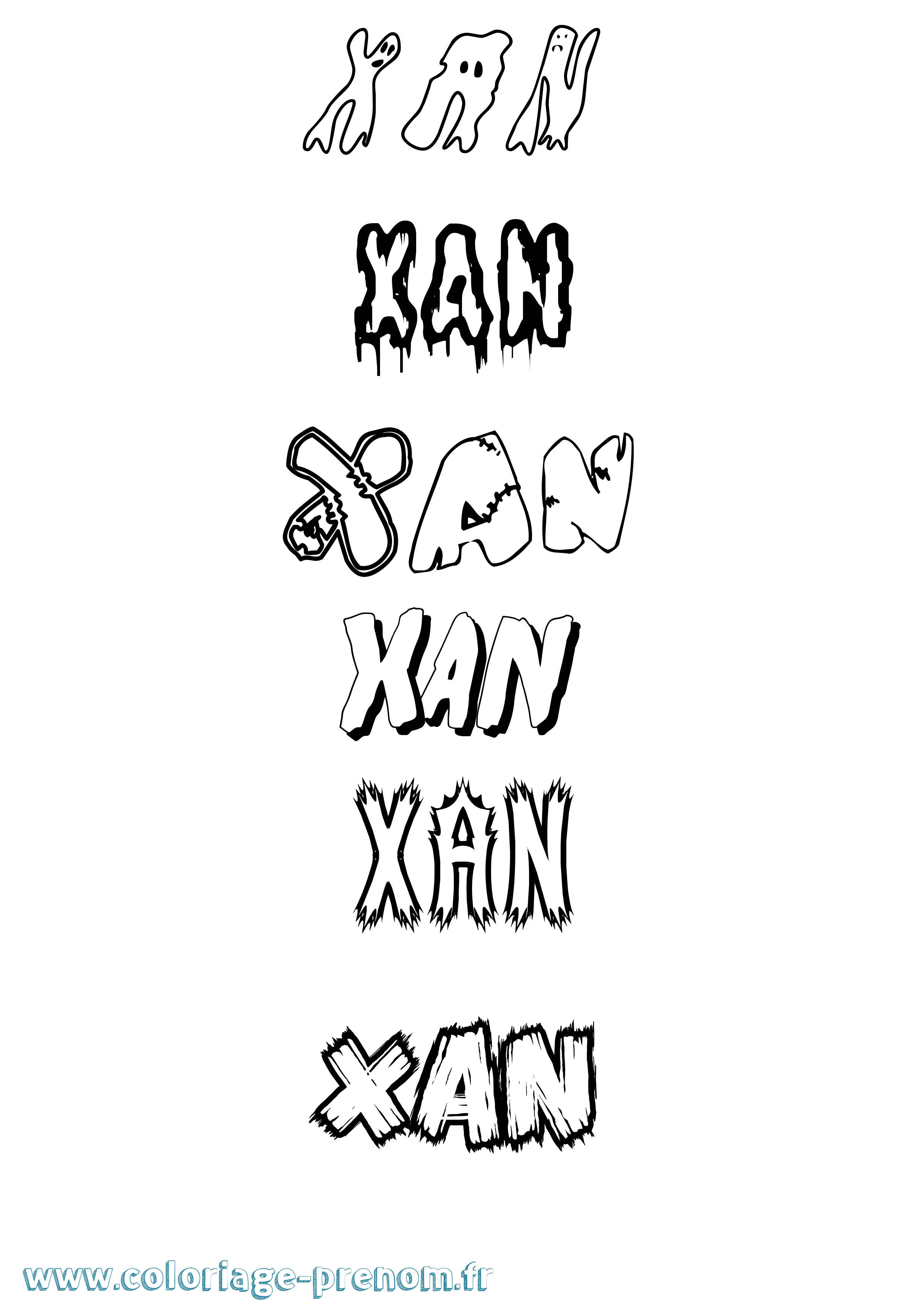 Coloriage Xan Frisson Coloriage prénom Xan Frisson