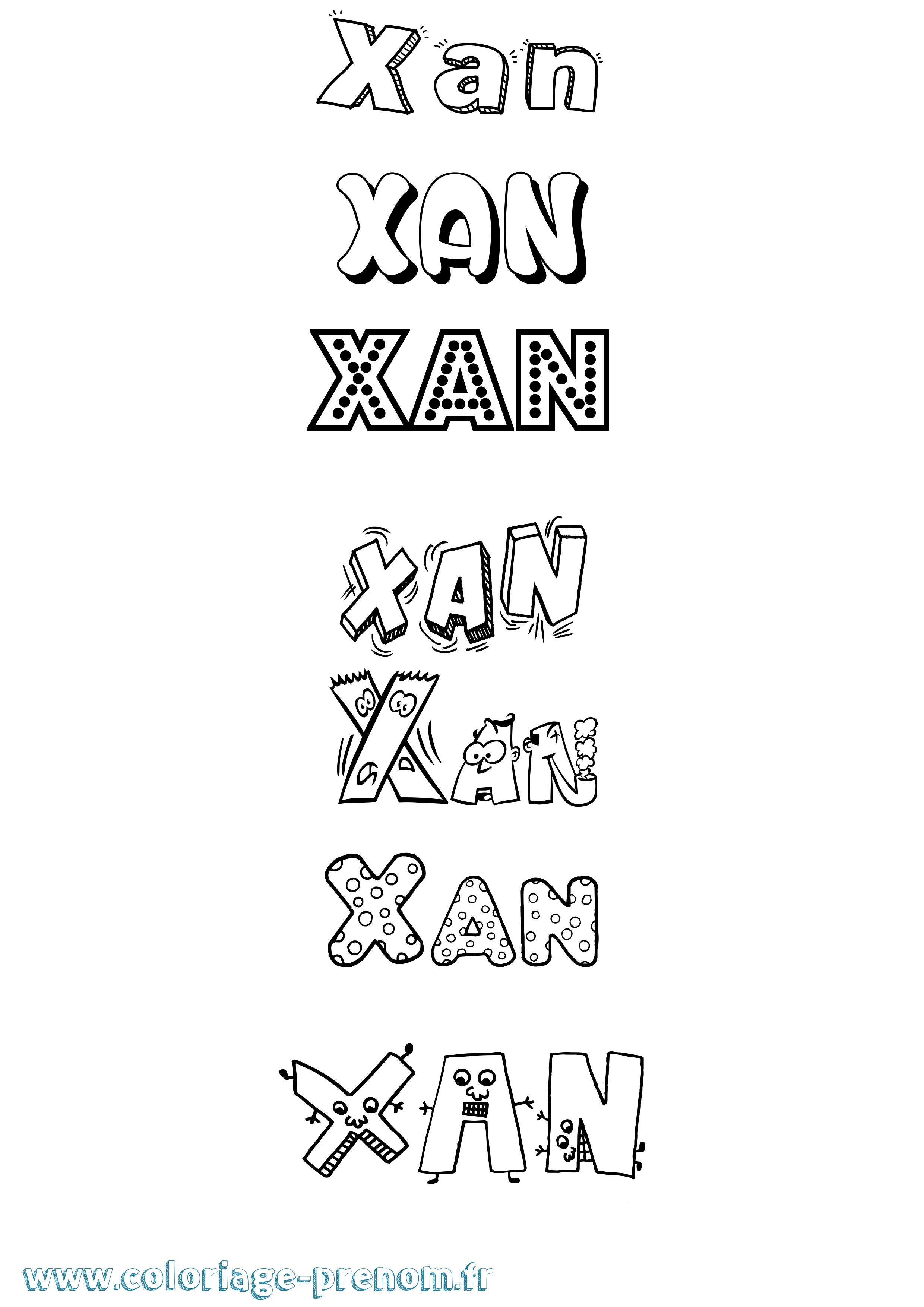 Coloriage Xan Fun Coloriage prénom Xan Fun