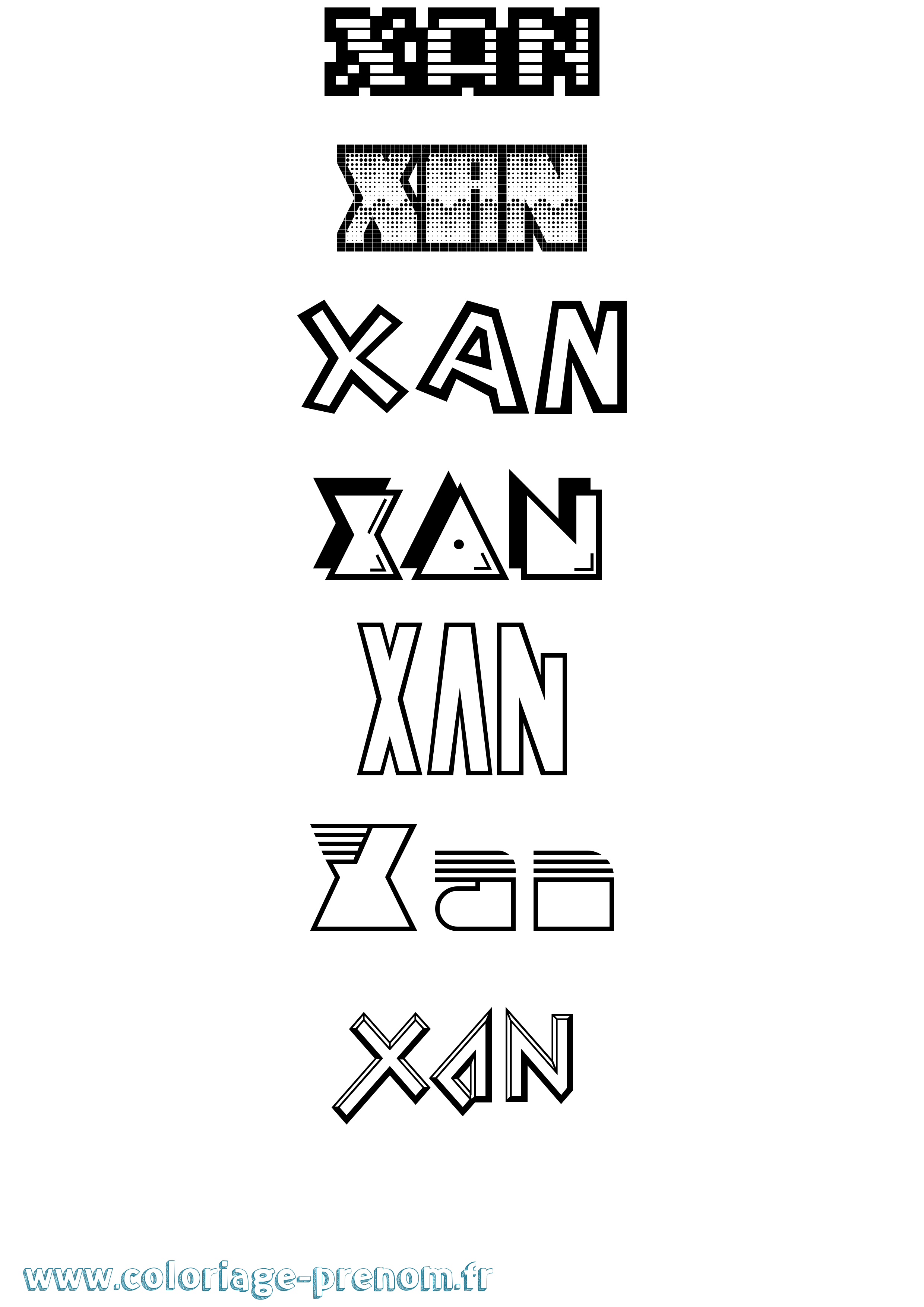 Coloriage Xan Jeux Vidéos Coloriage prénom Xan Jeux Vidéos