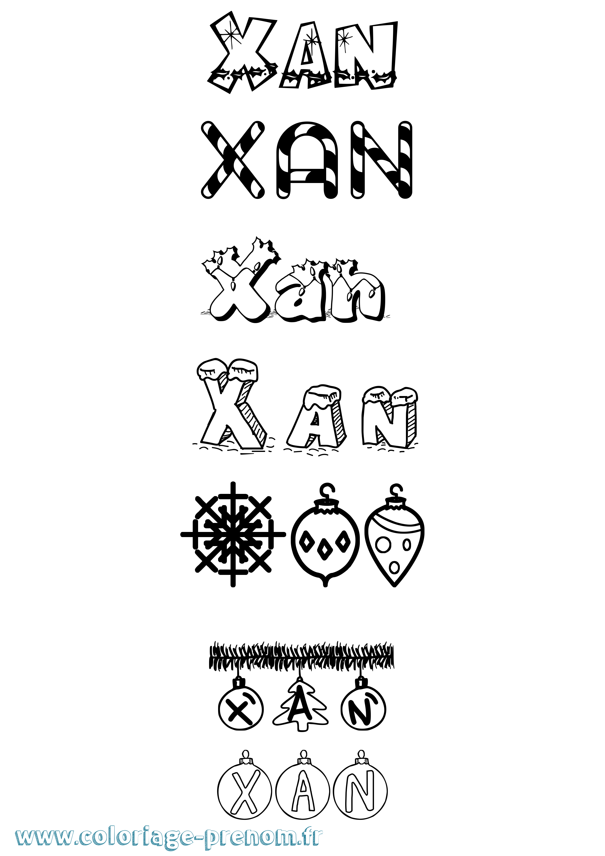 Coloriage Xan Noël Coloriage prénom Xan Noël