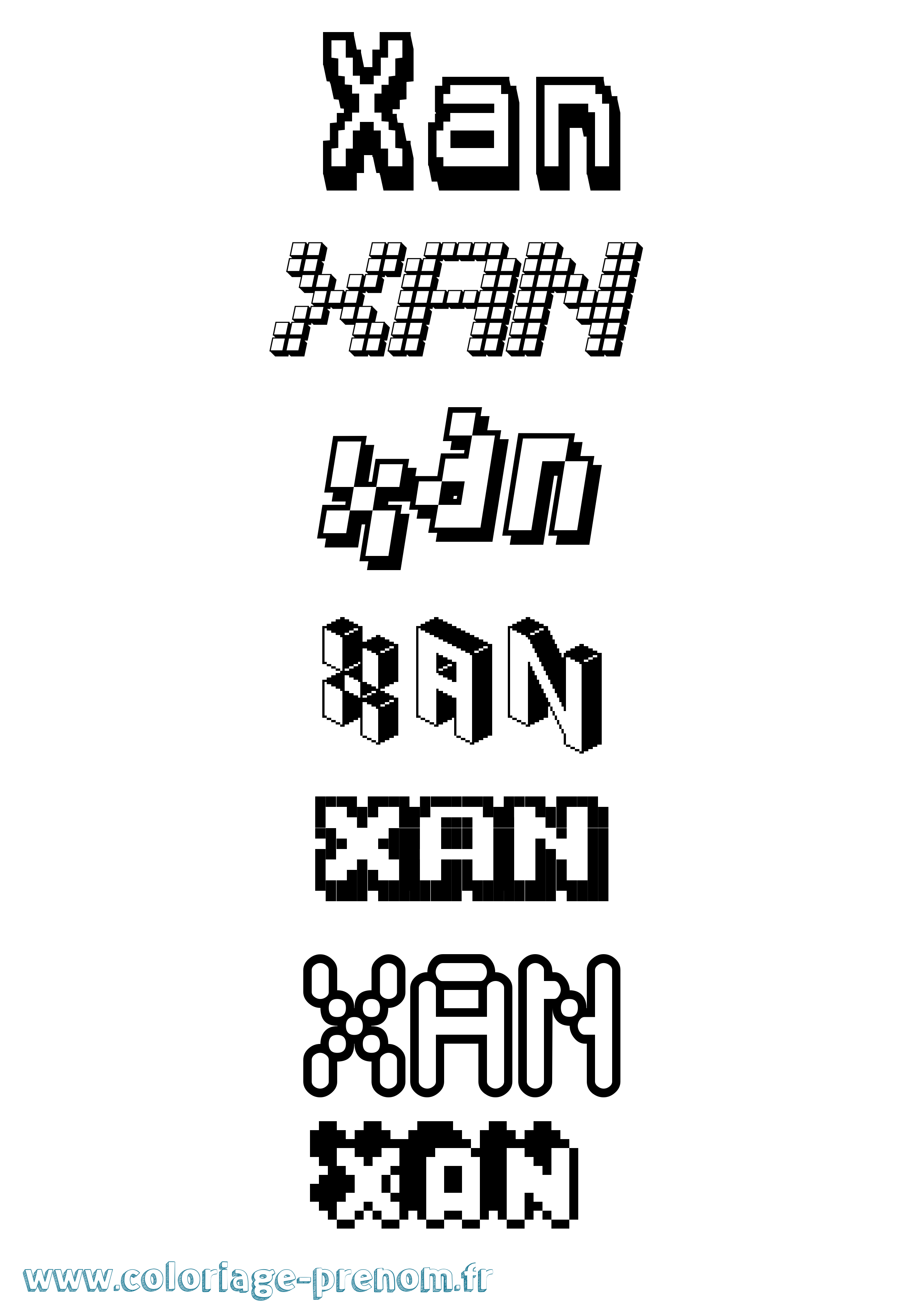 Coloriage Xan Pixel Coloriage prénom Xan Pixel