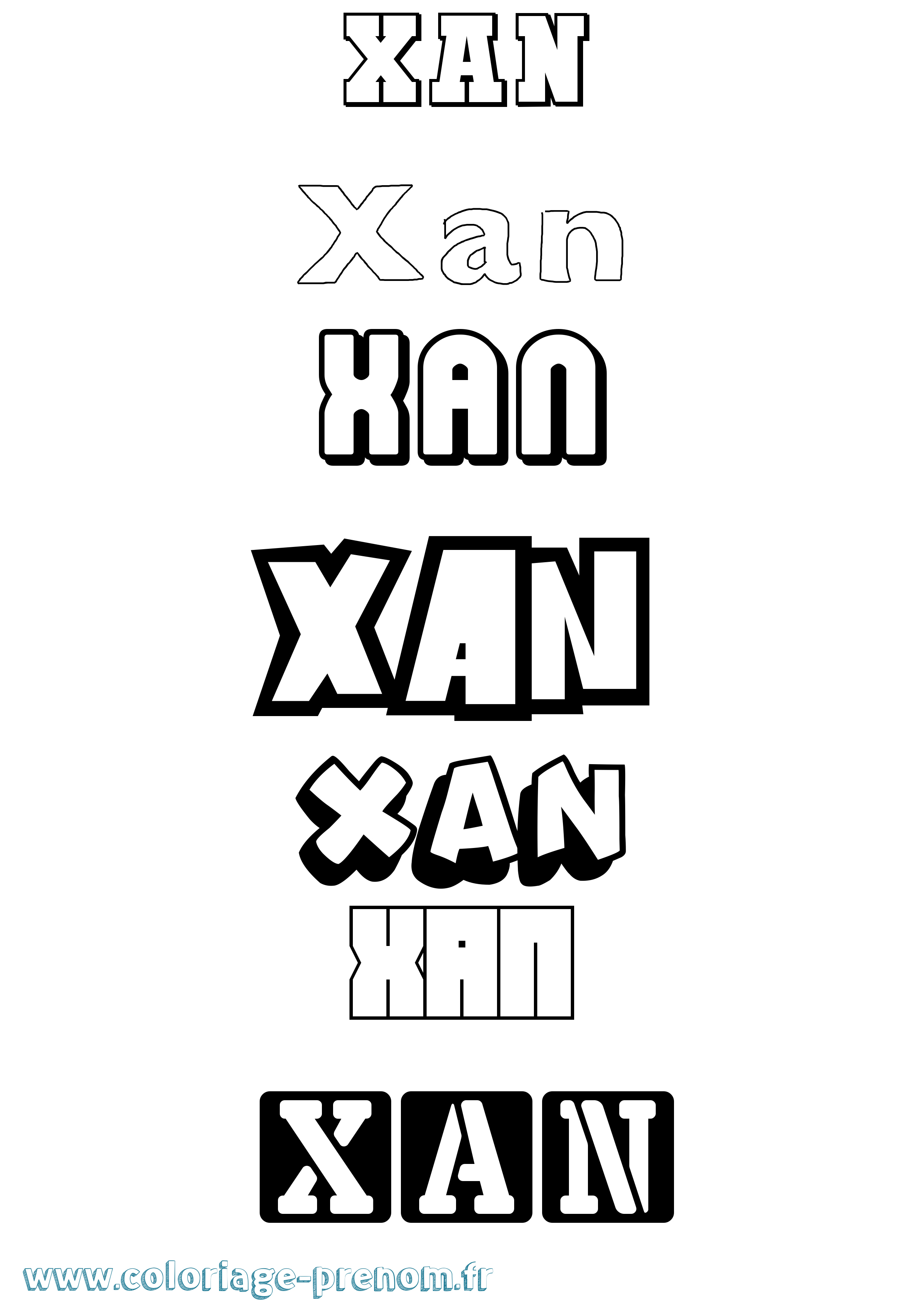 Coloriage Xan Simple Coloriage prénom Xan Simple
