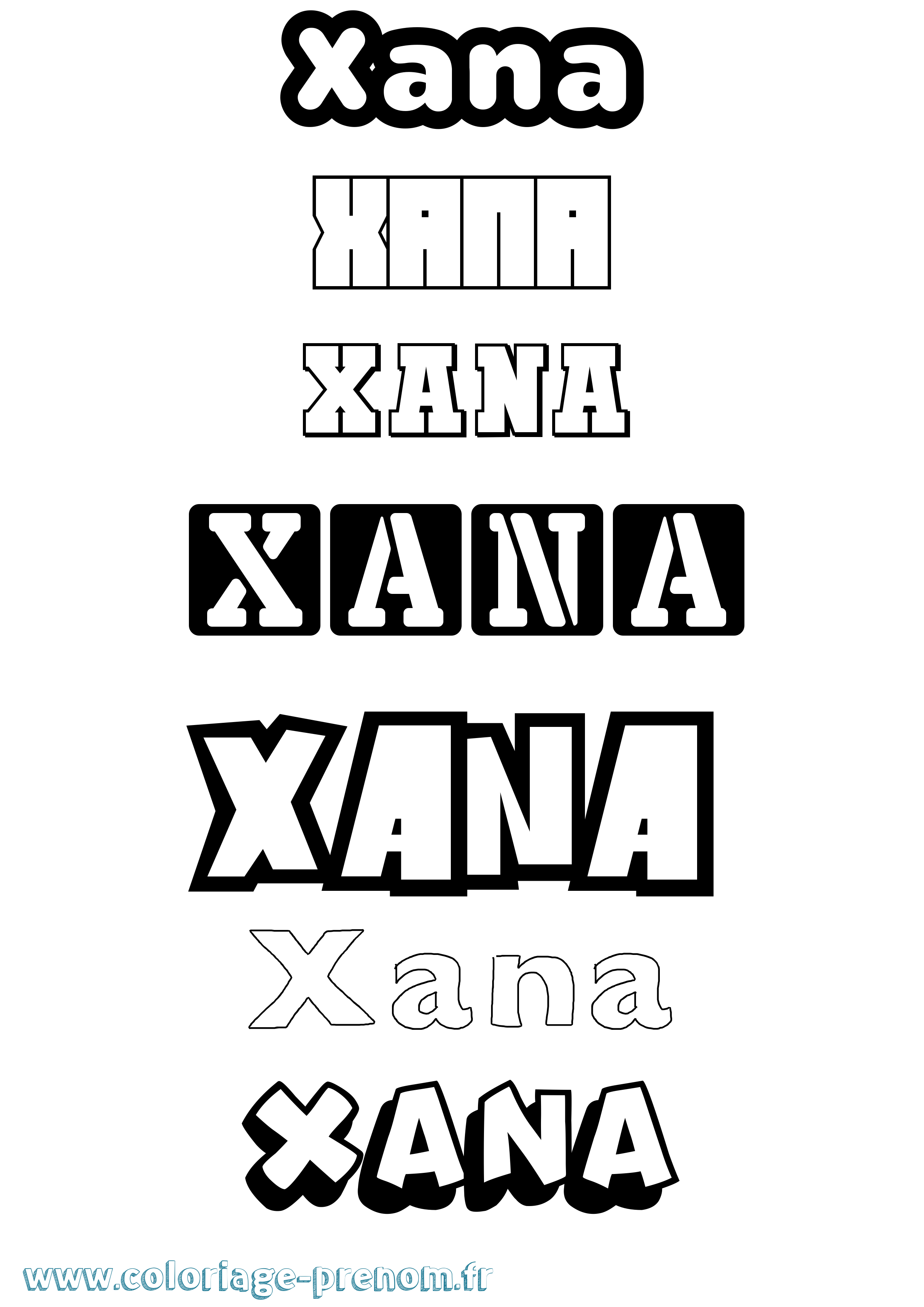 Coloriage prénom Xana Simple