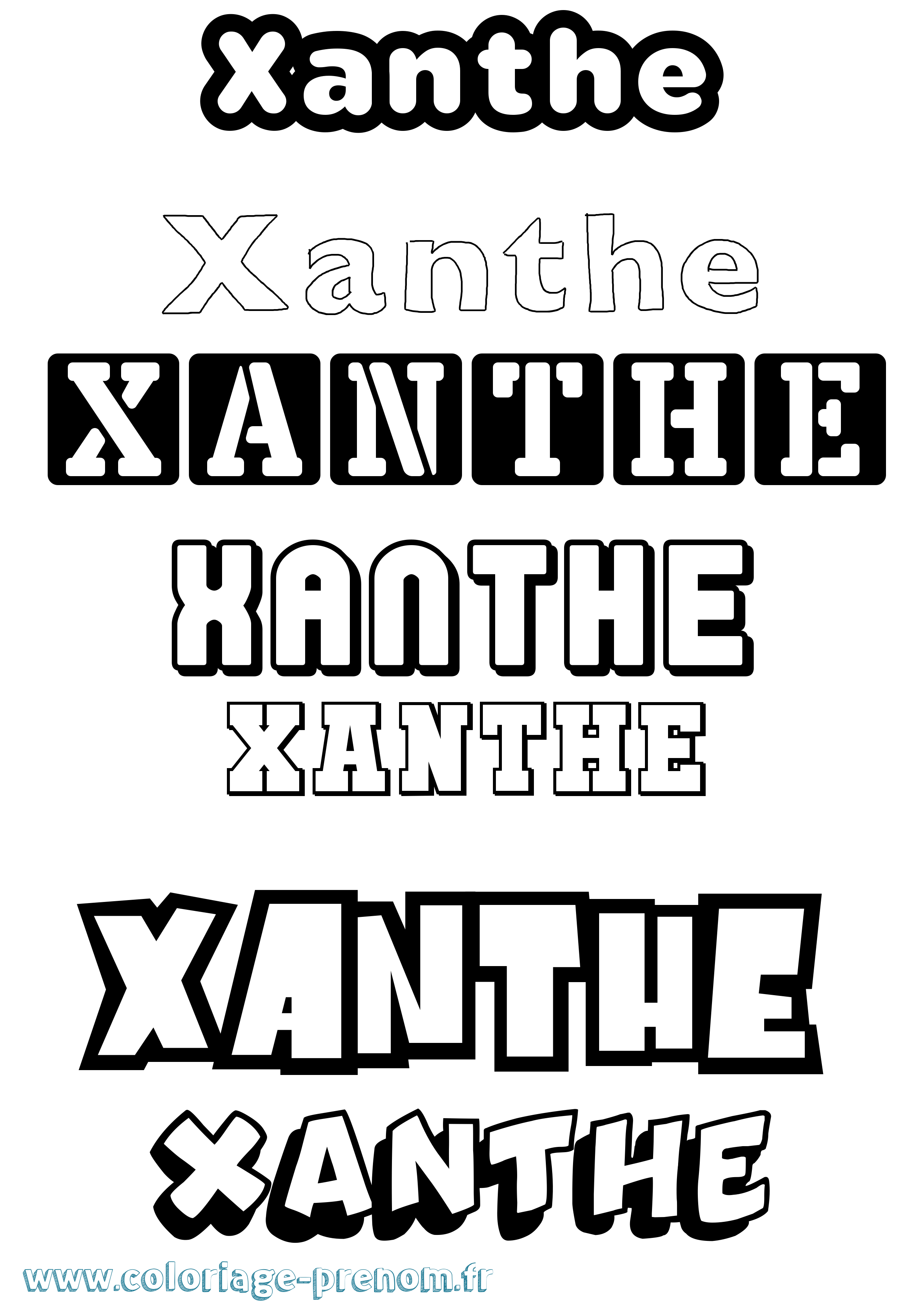 Coloriage prénom Xanthe Simple