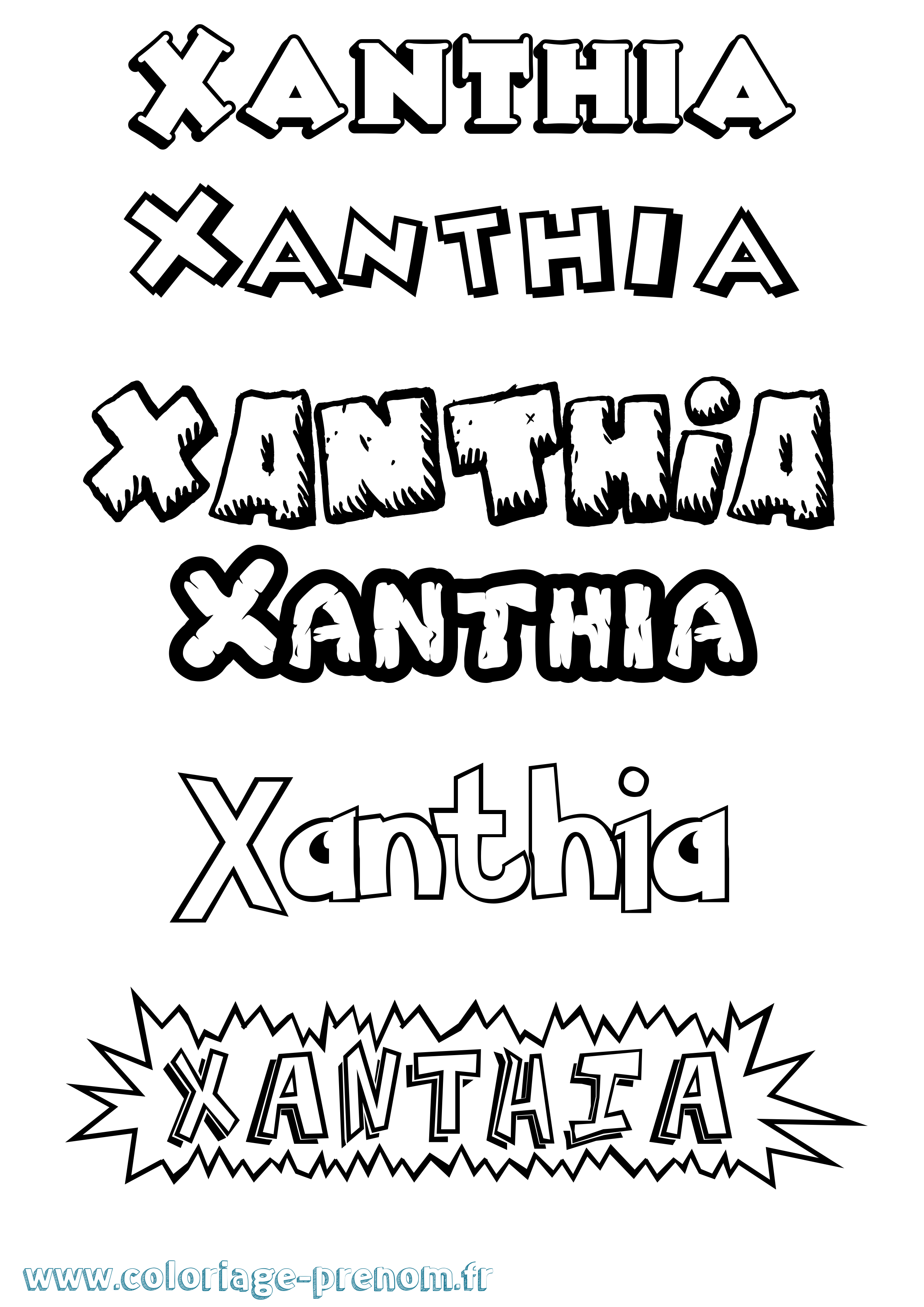 Coloriage Xanthia Dessin Animé Coloriage prénom Xanthia Dessin Animé