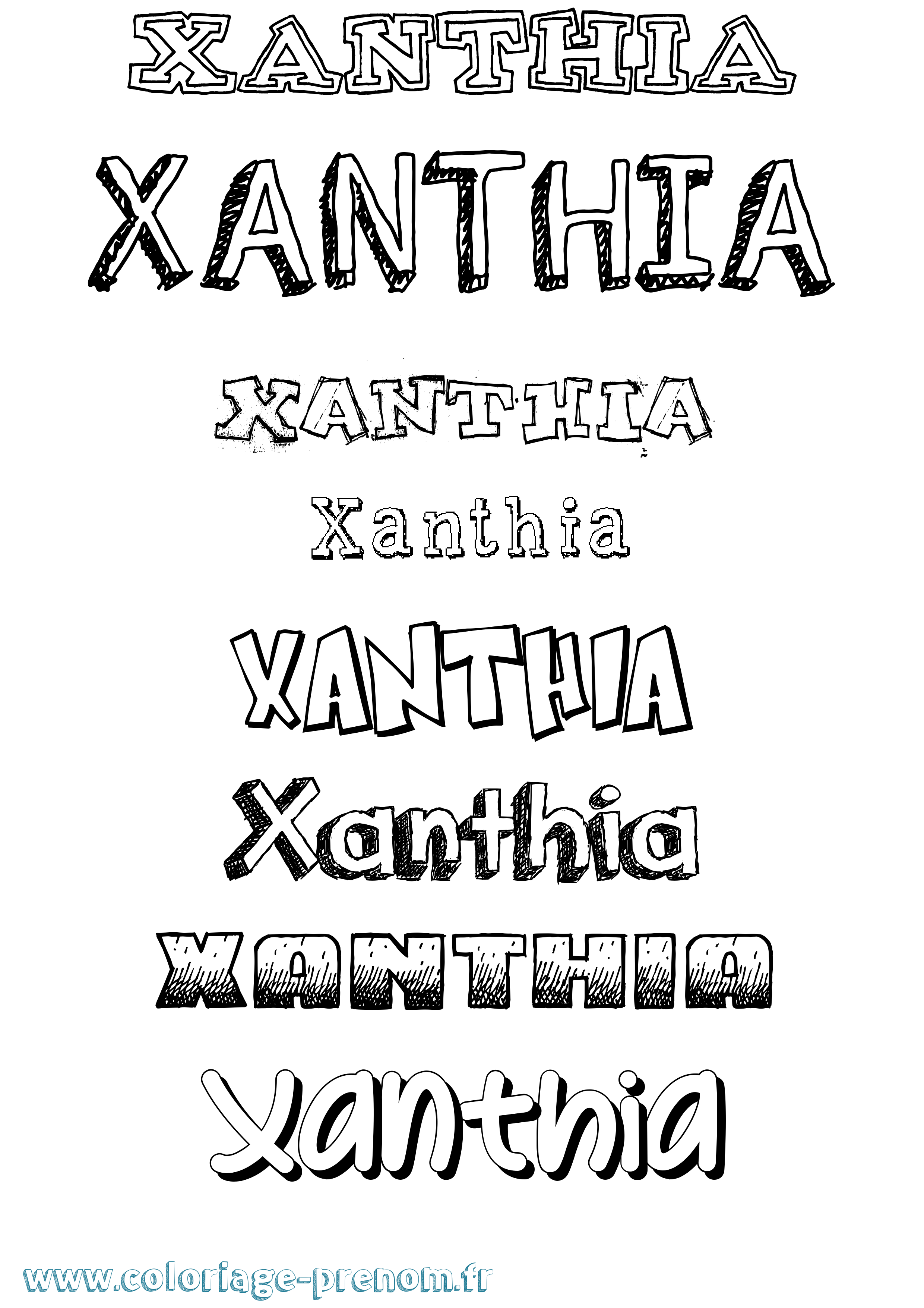Coloriage Xanthia Dessiné Coloriage prénom Xanthia Dessiné