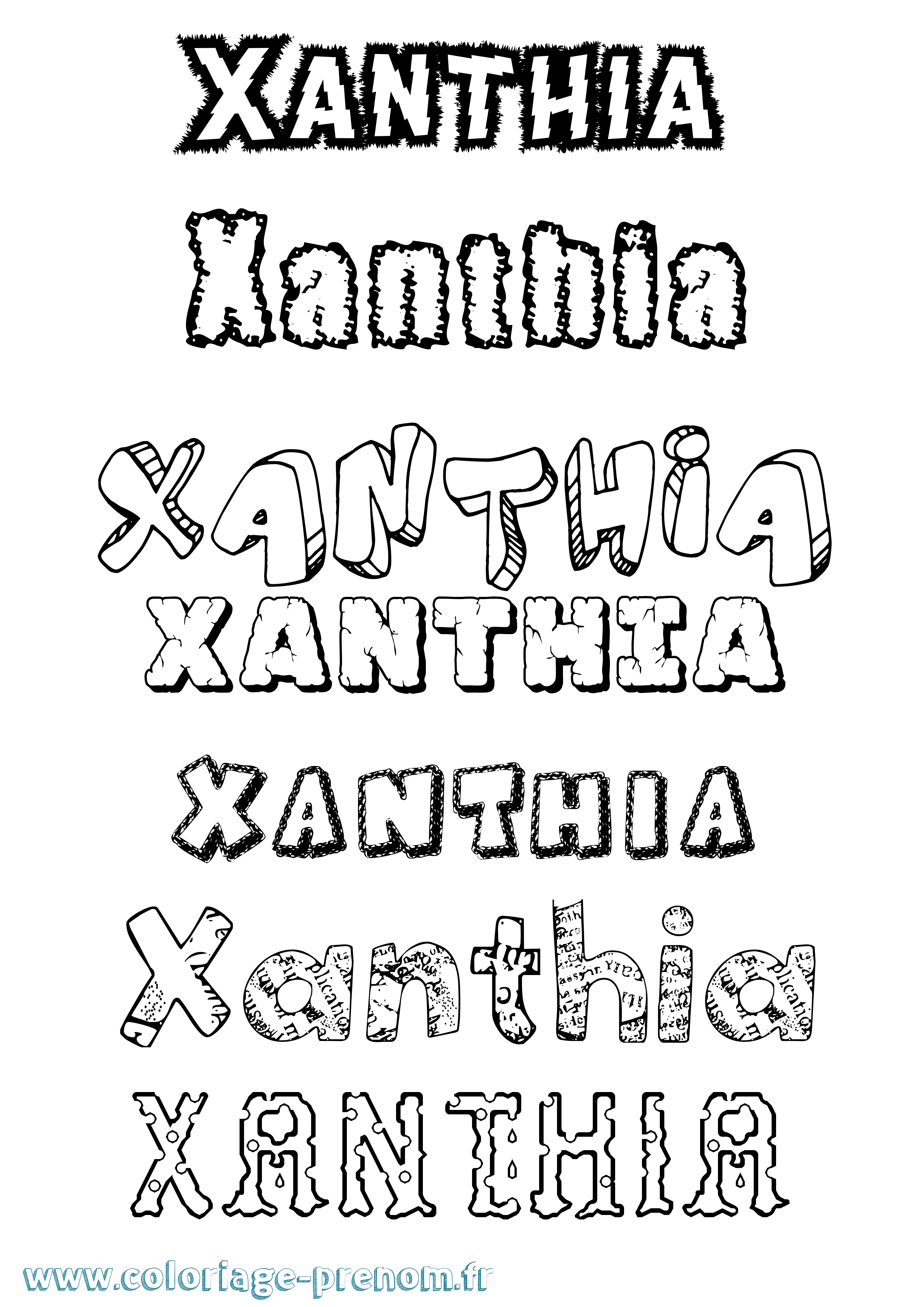 Coloriage Xanthia Destructuré Coloriage prénom Xanthia Destructuré