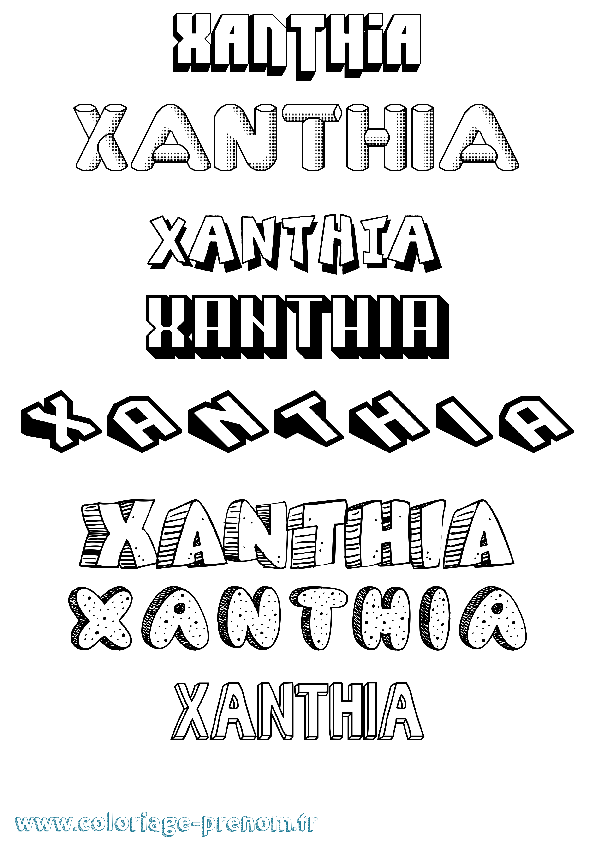 Coloriage Xanthia Effet 3D Coloriage prénom Xanthia Effet 3D