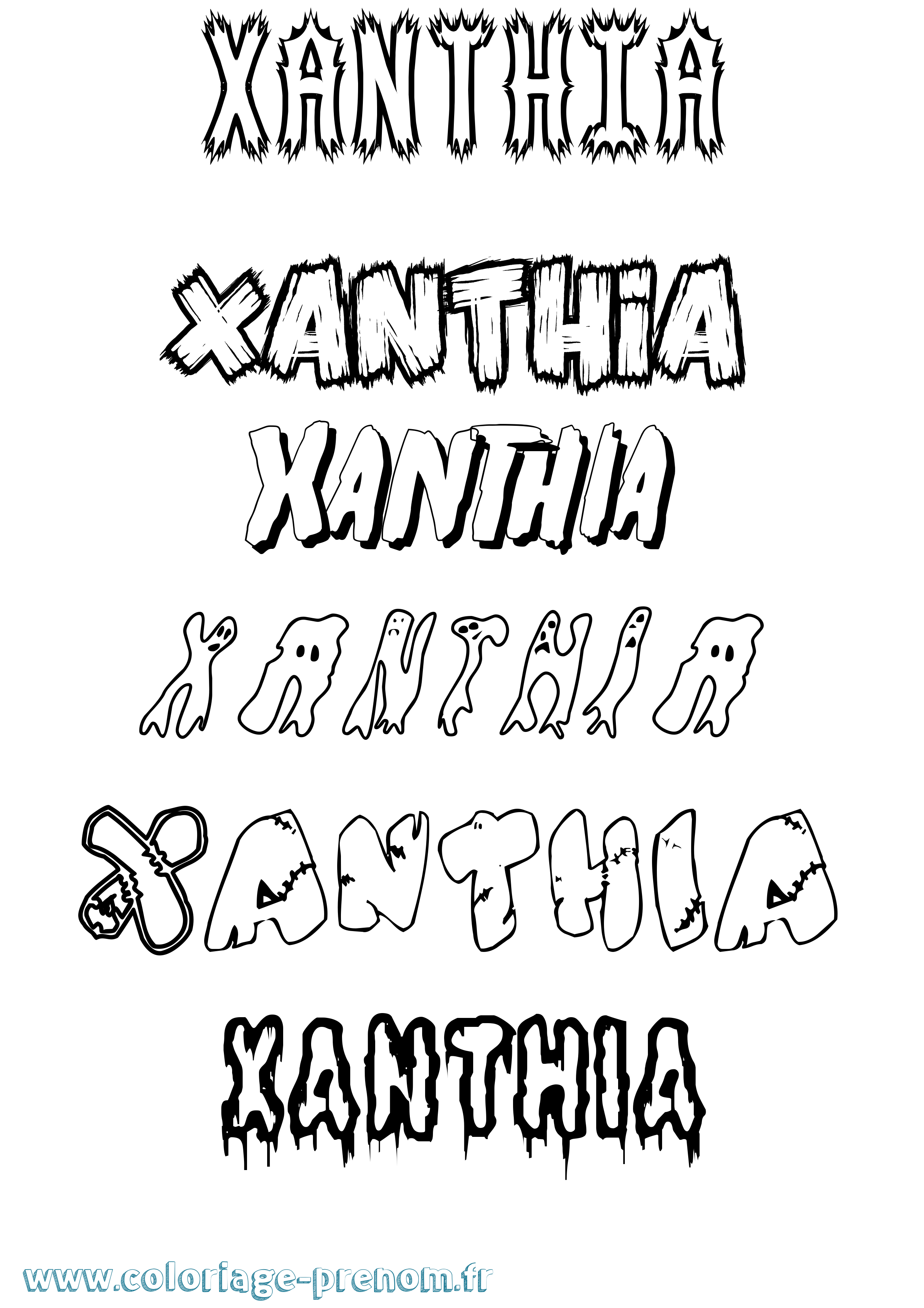 Coloriage Xanthia Frisson Coloriage prénom Xanthia Frisson