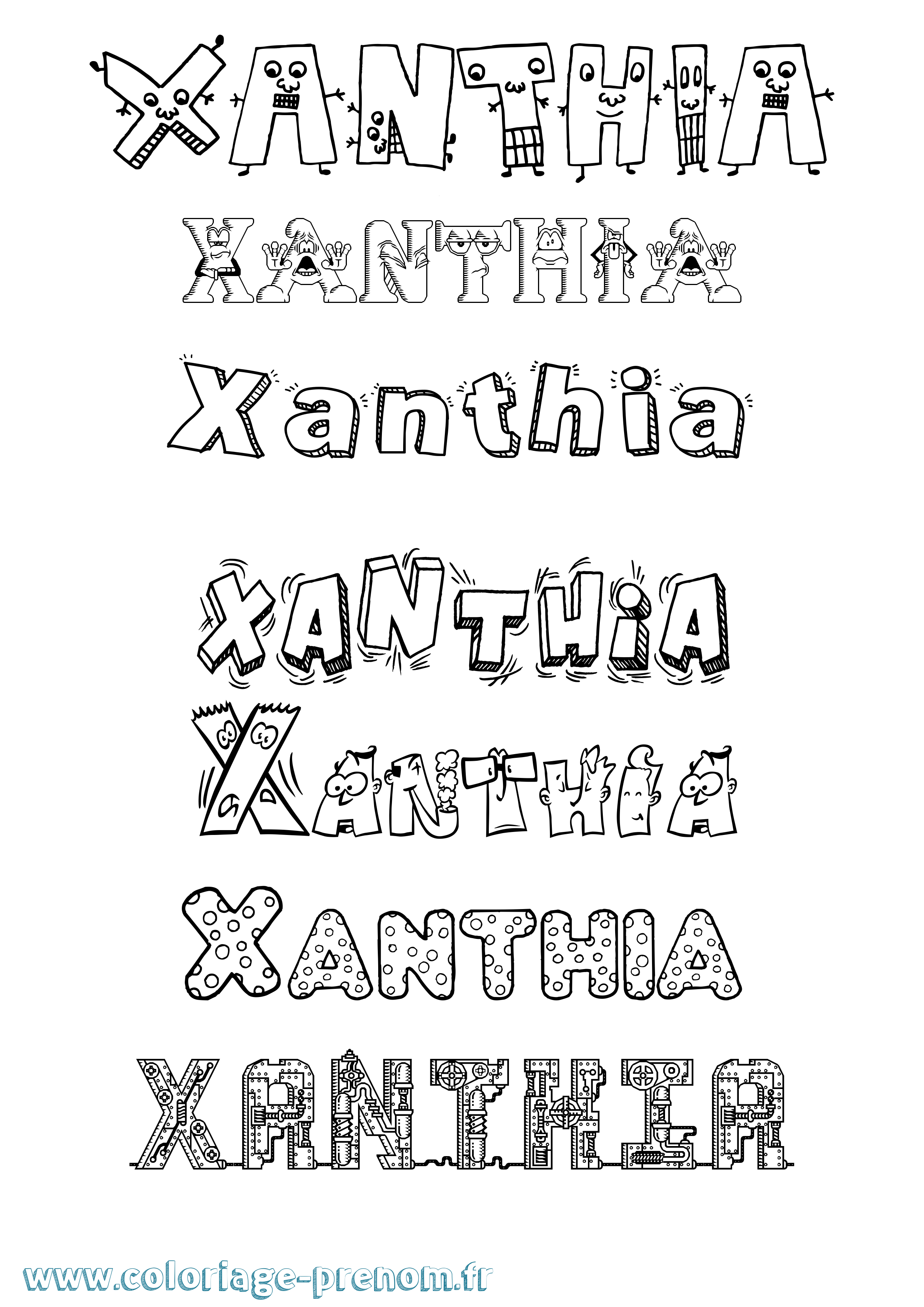 Coloriage Xanthia Fun Coloriage prénom Xanthia Fun