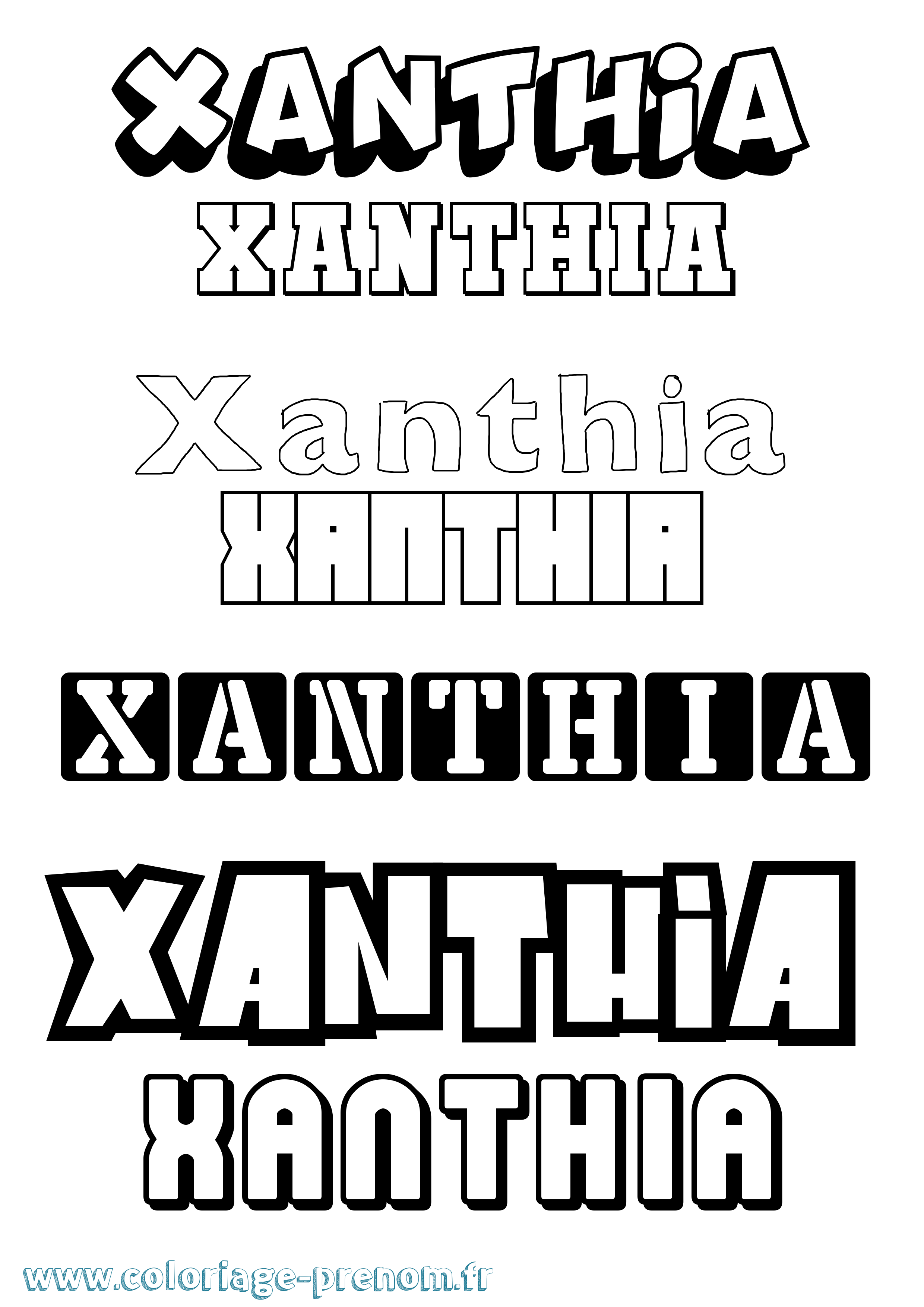 Coloriage Xanthia Simple Coloriage prénom Xanthia Simple