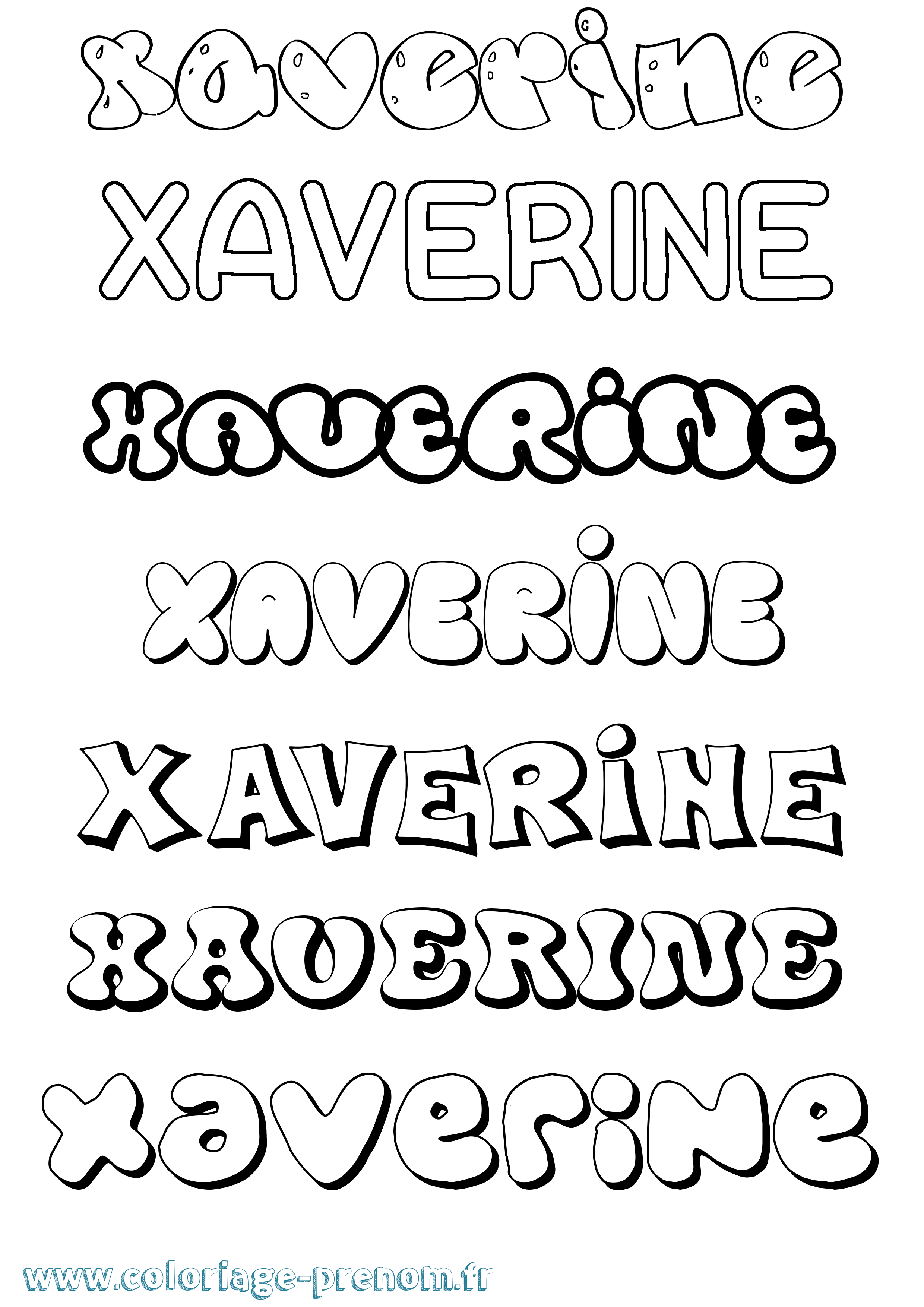 Coloriage Xaverine Bubble Coloriage prénom Xaverine Bubble