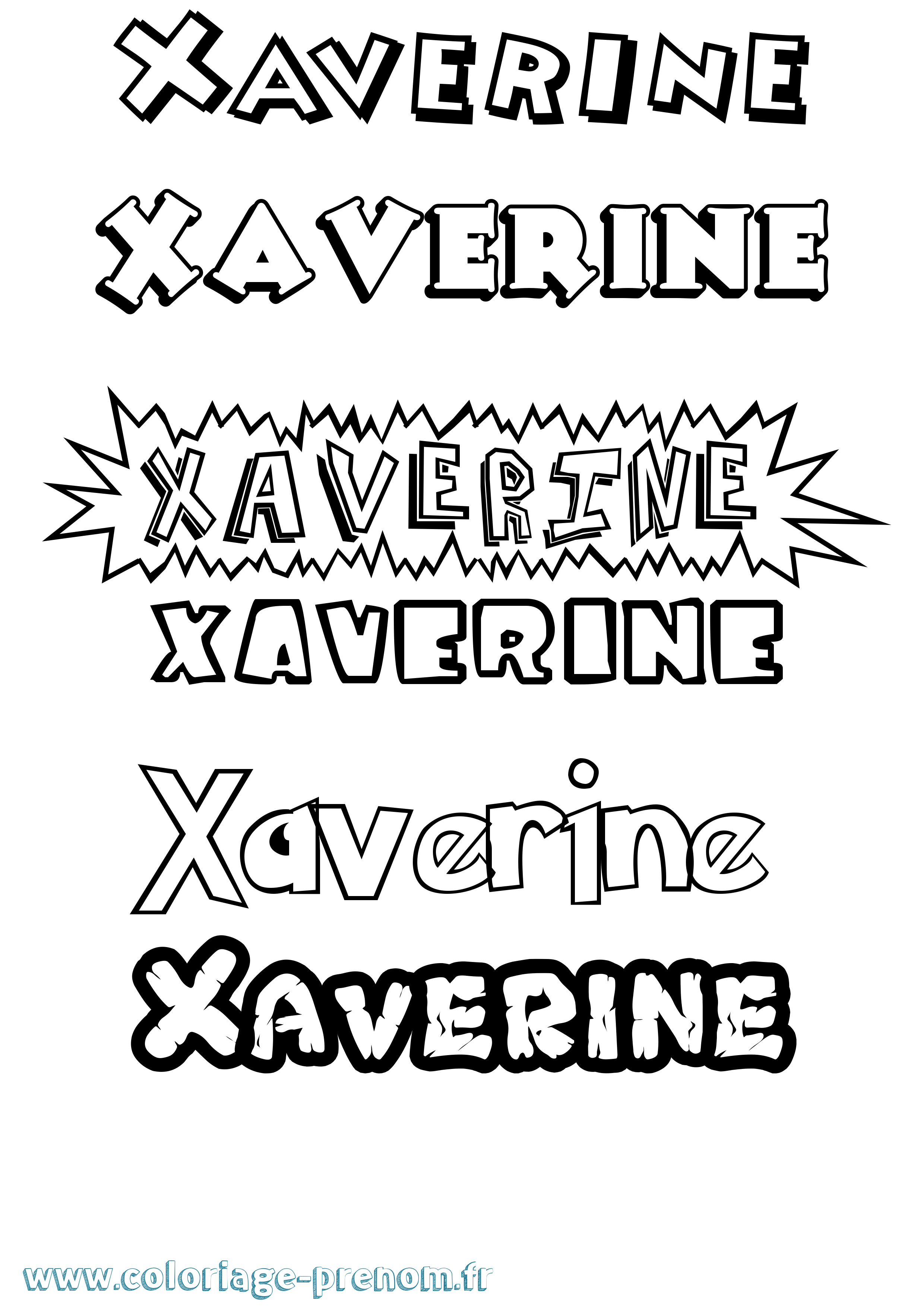 Coloriage Xaverine Dessin Animé Coloriage prénom Xaverine Dessin Animé