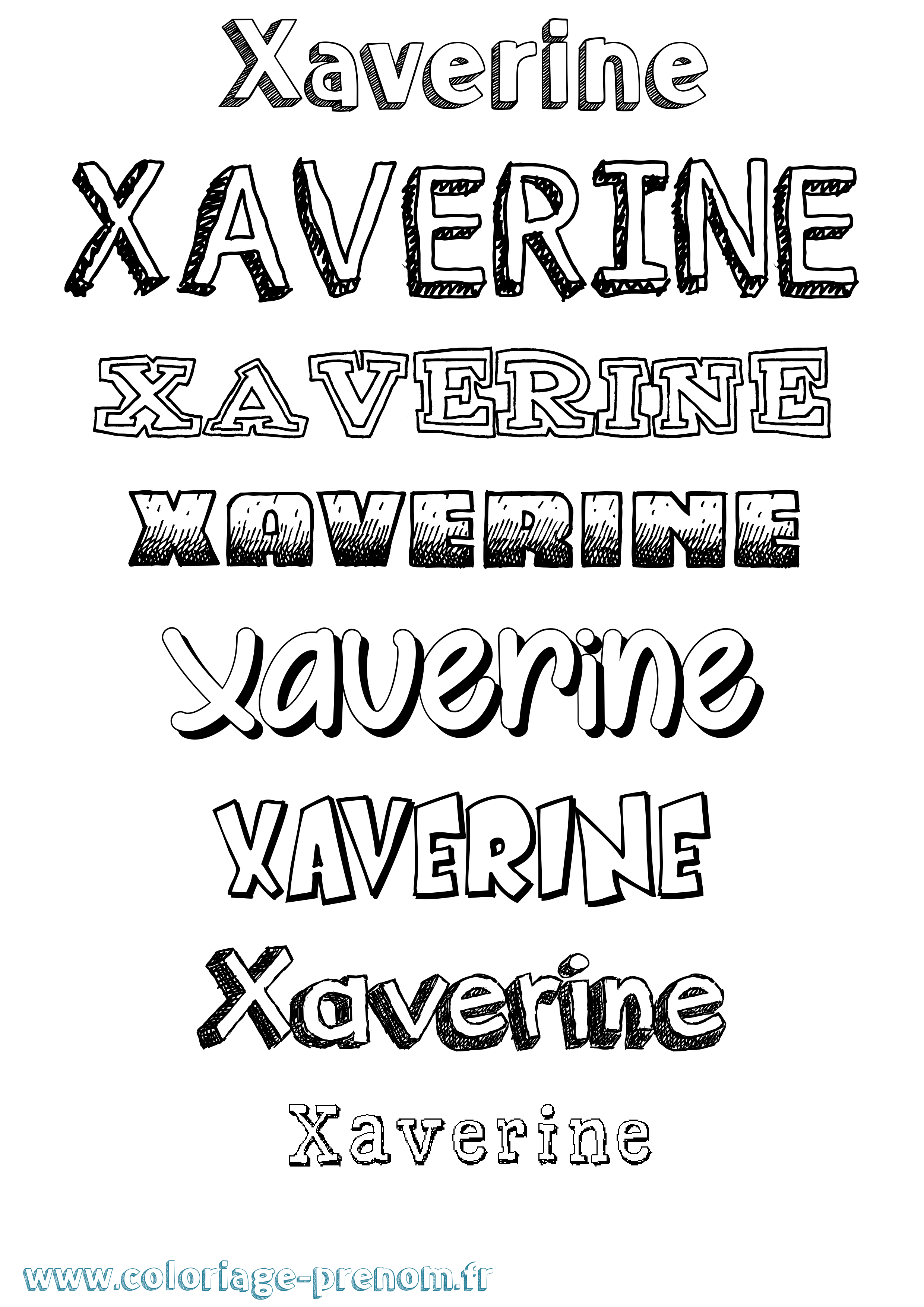 Coloriage Xaverine Dessiné Coloriage prénom Xaverine Dessiné
