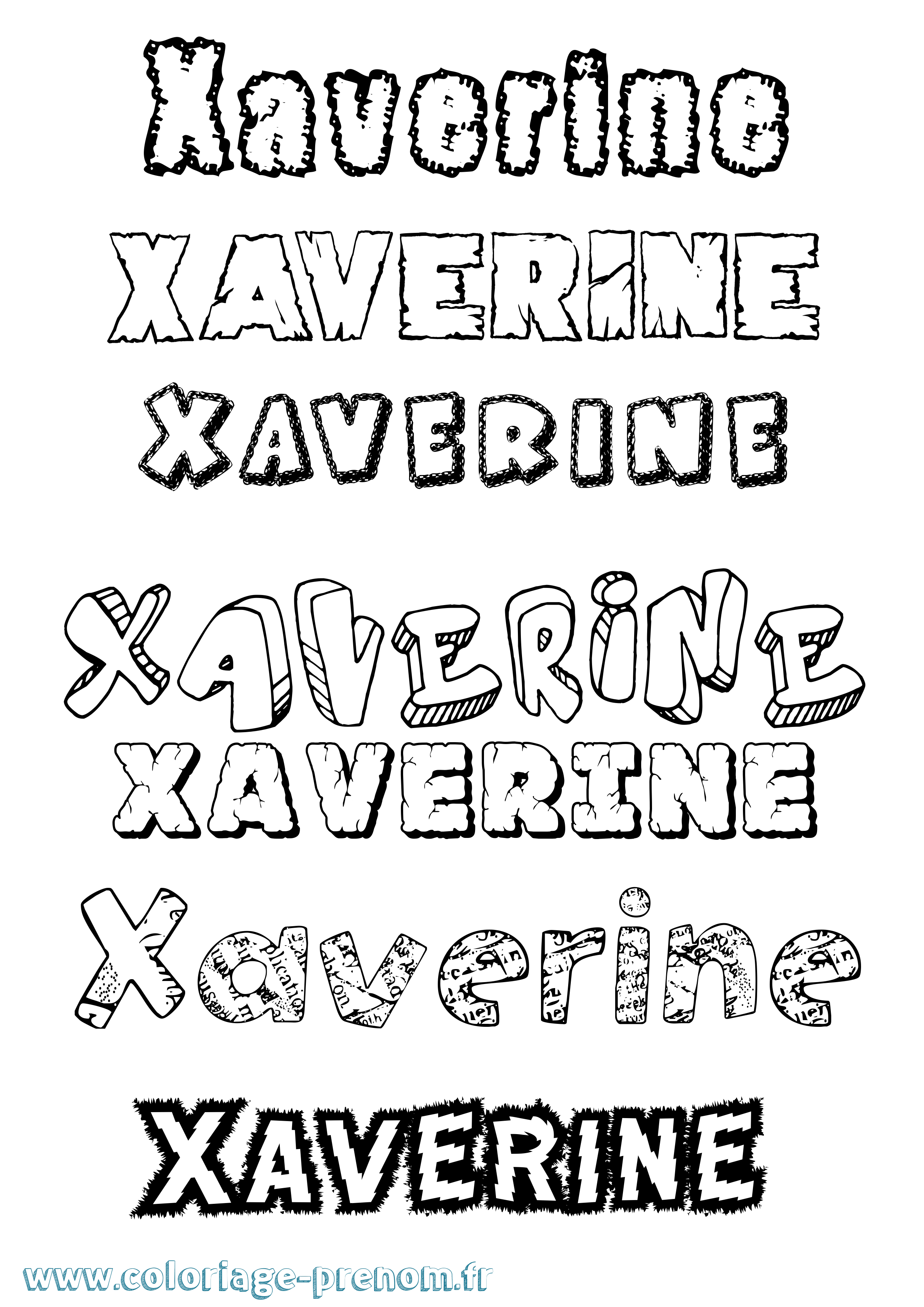 Coloriage Xaverine Destructuré Coloriage prénom Xaverine Destructuré