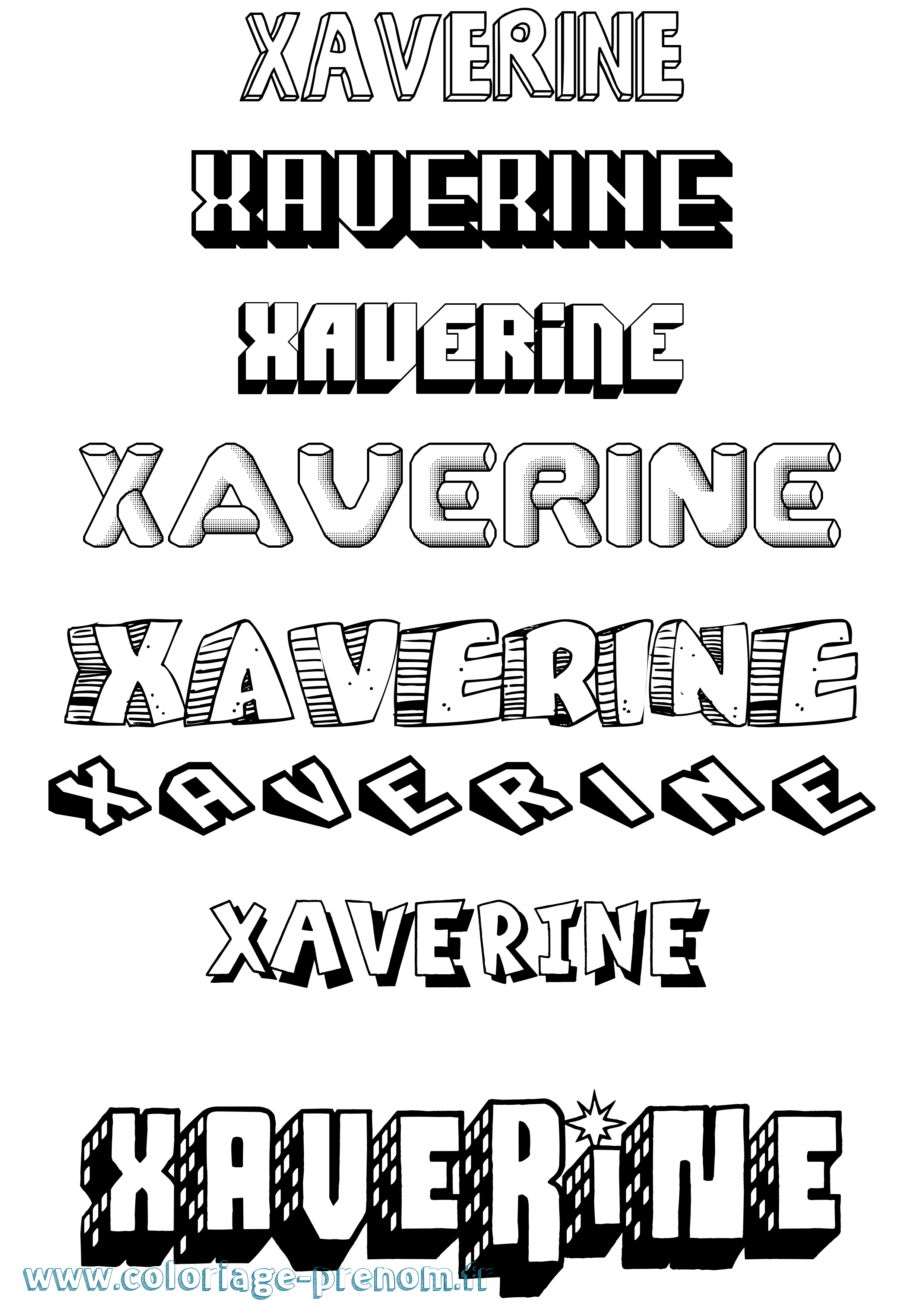 Coloriage Xaverine Effet 3D Coloriage prénom Xaverine Effet 3D