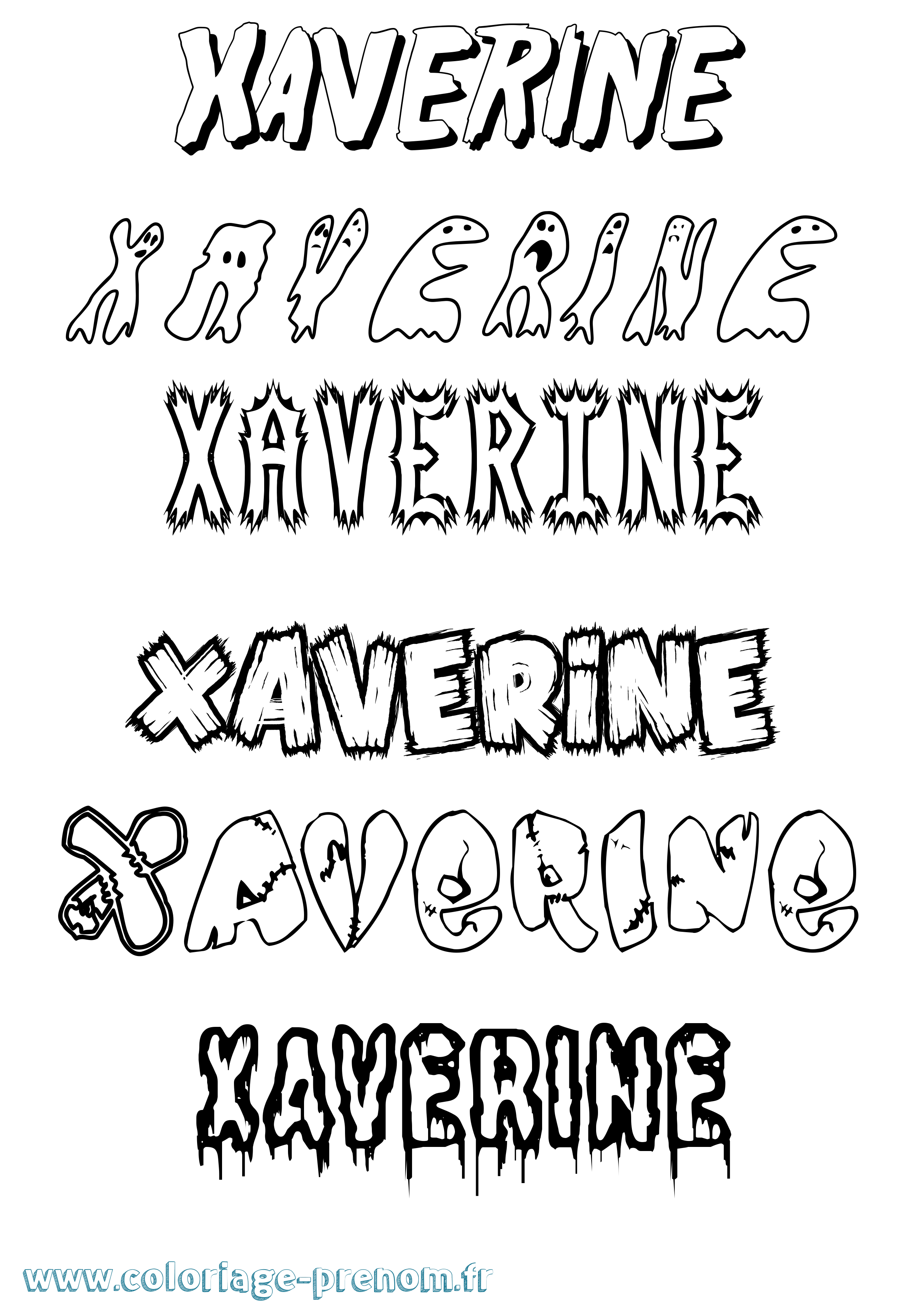 Coloriage Xaverine Frisson Coloriage prénom Xaverine Frisson