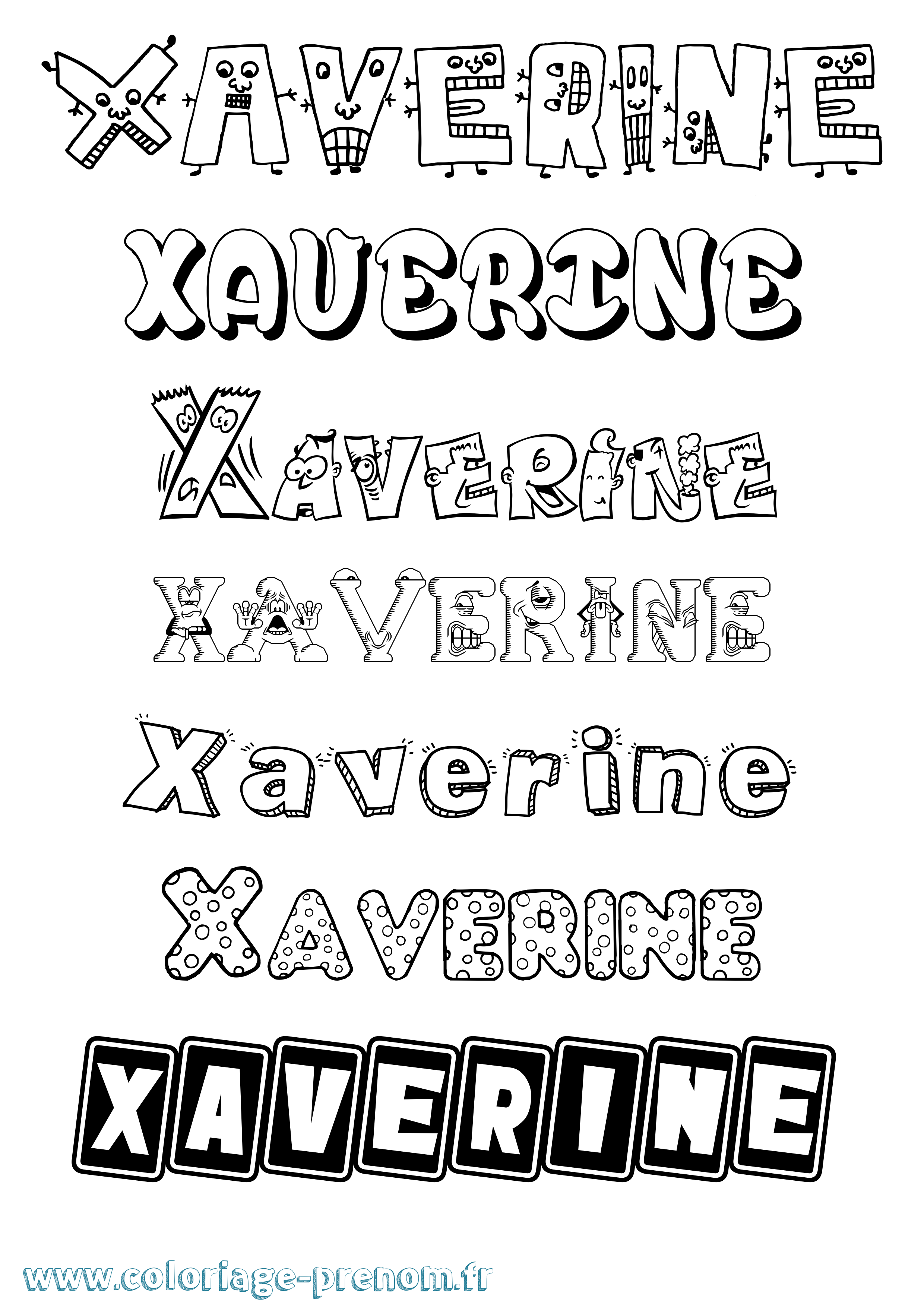 Coloriage Xaverine Fun Coloriage prénom Xaverine Fun