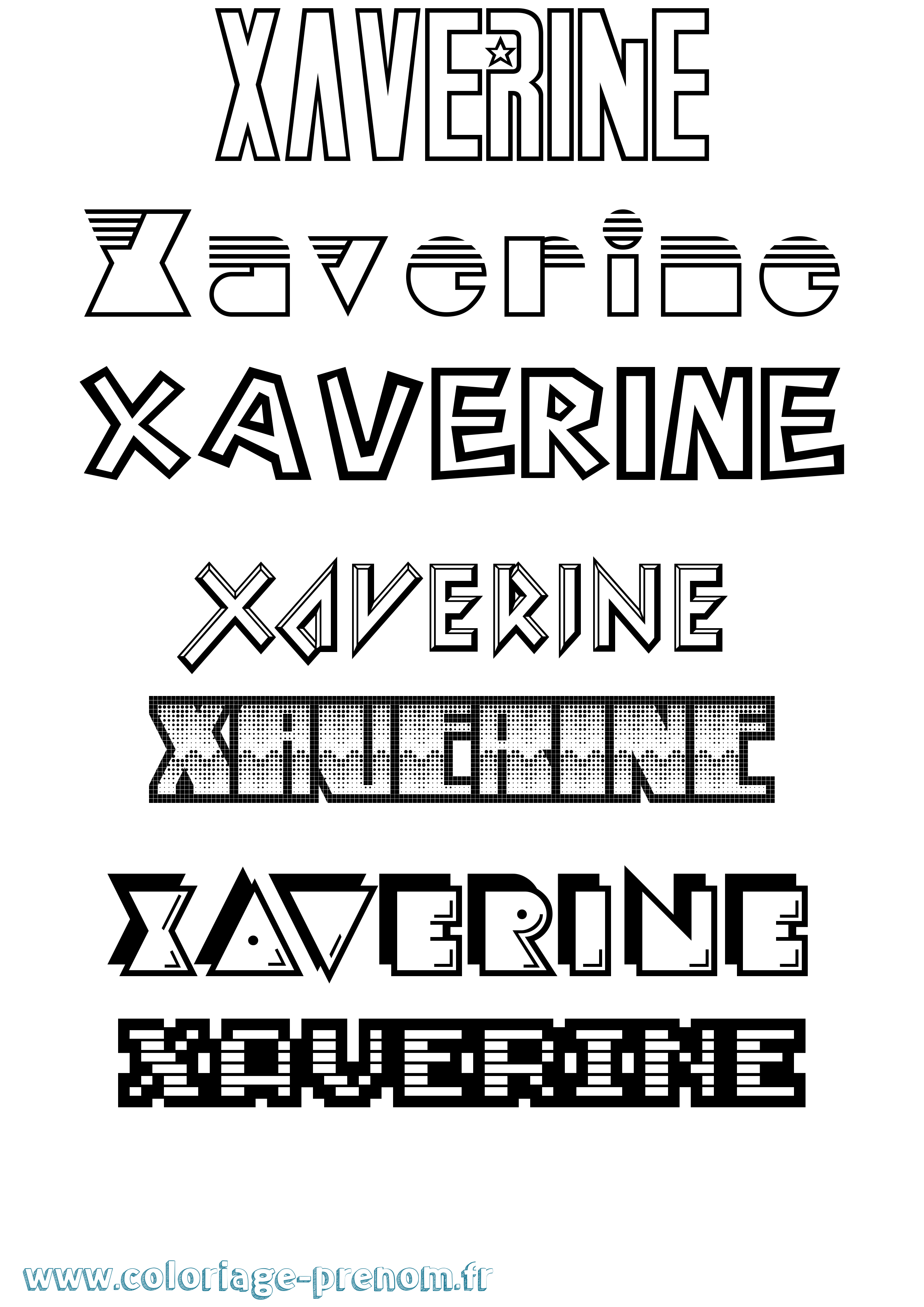 Coloriage Xaverine Jeux Vidéos Coloriage prénom Xaverine Jeux Vidéos