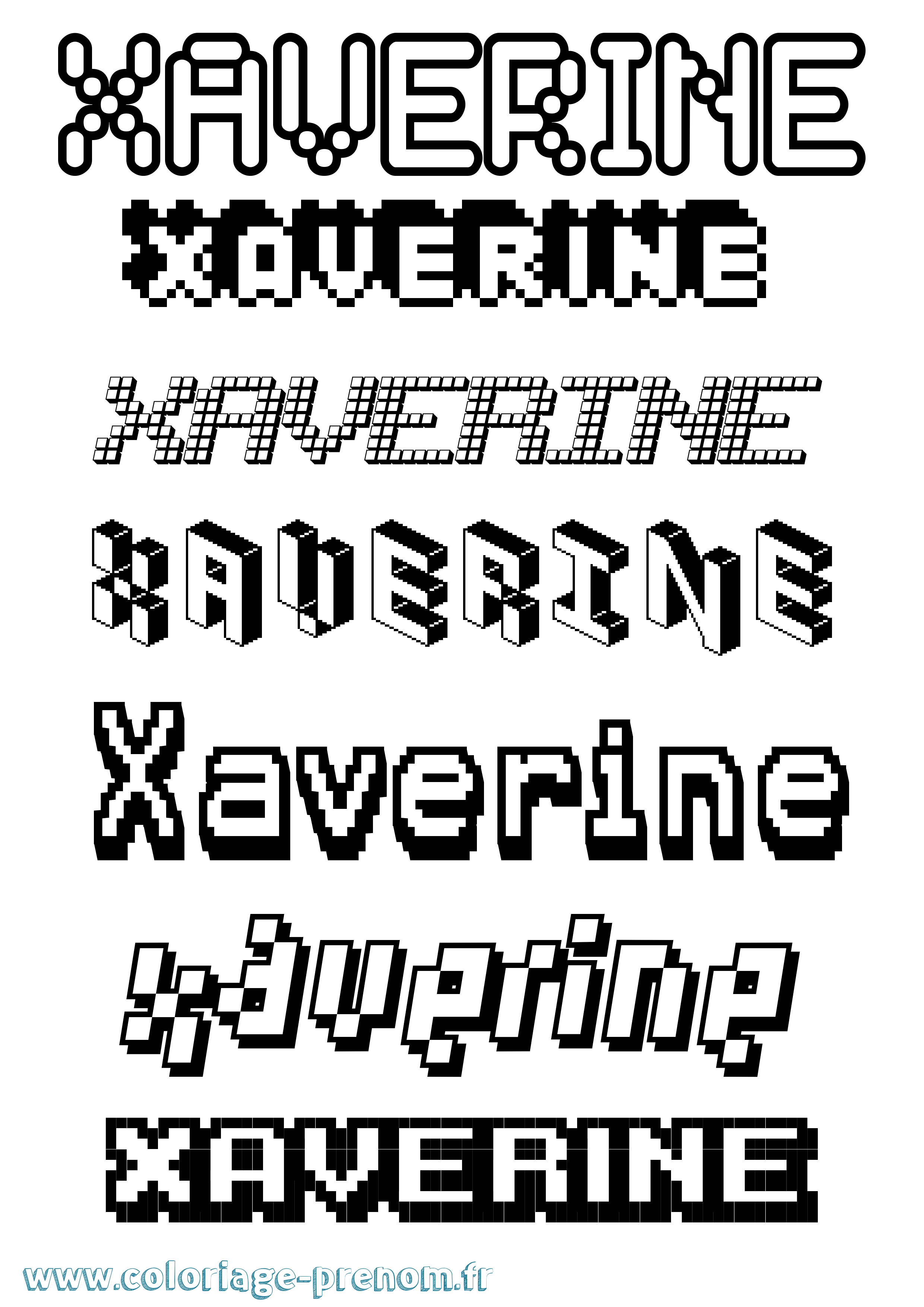 Coloriage Xaverine Pixel Coloriage prénom Xaverine Pixel