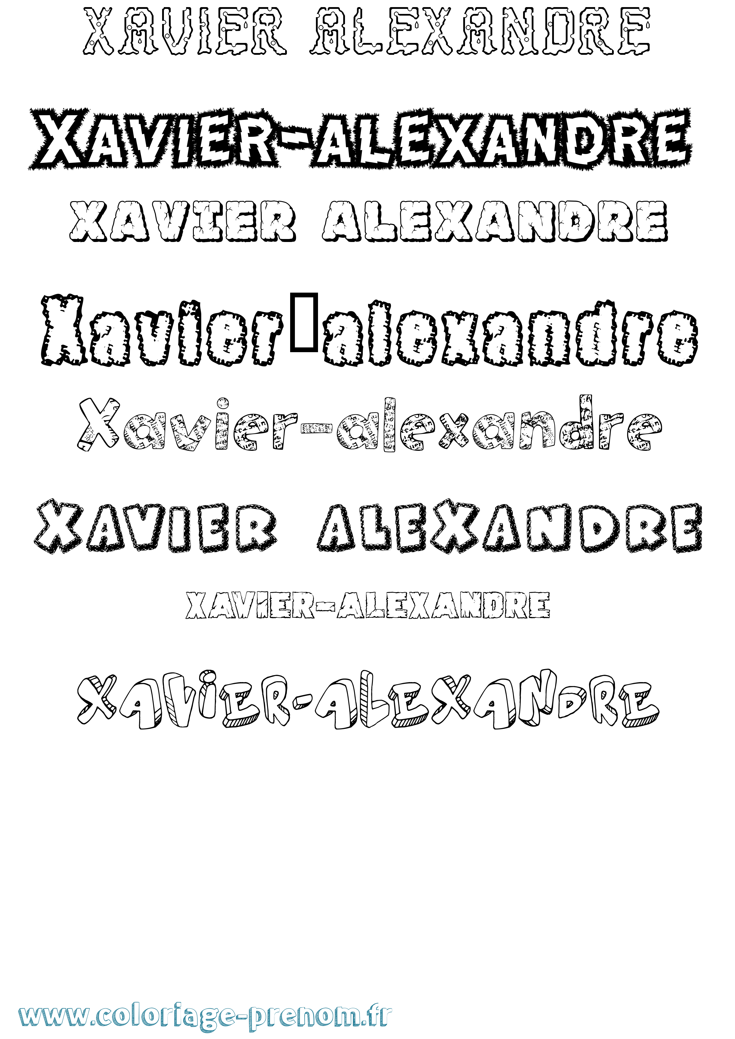 Coloriage Xavier-Alexandre Destructuré Coloriage prénom Xavier-Alexandre Destructuré