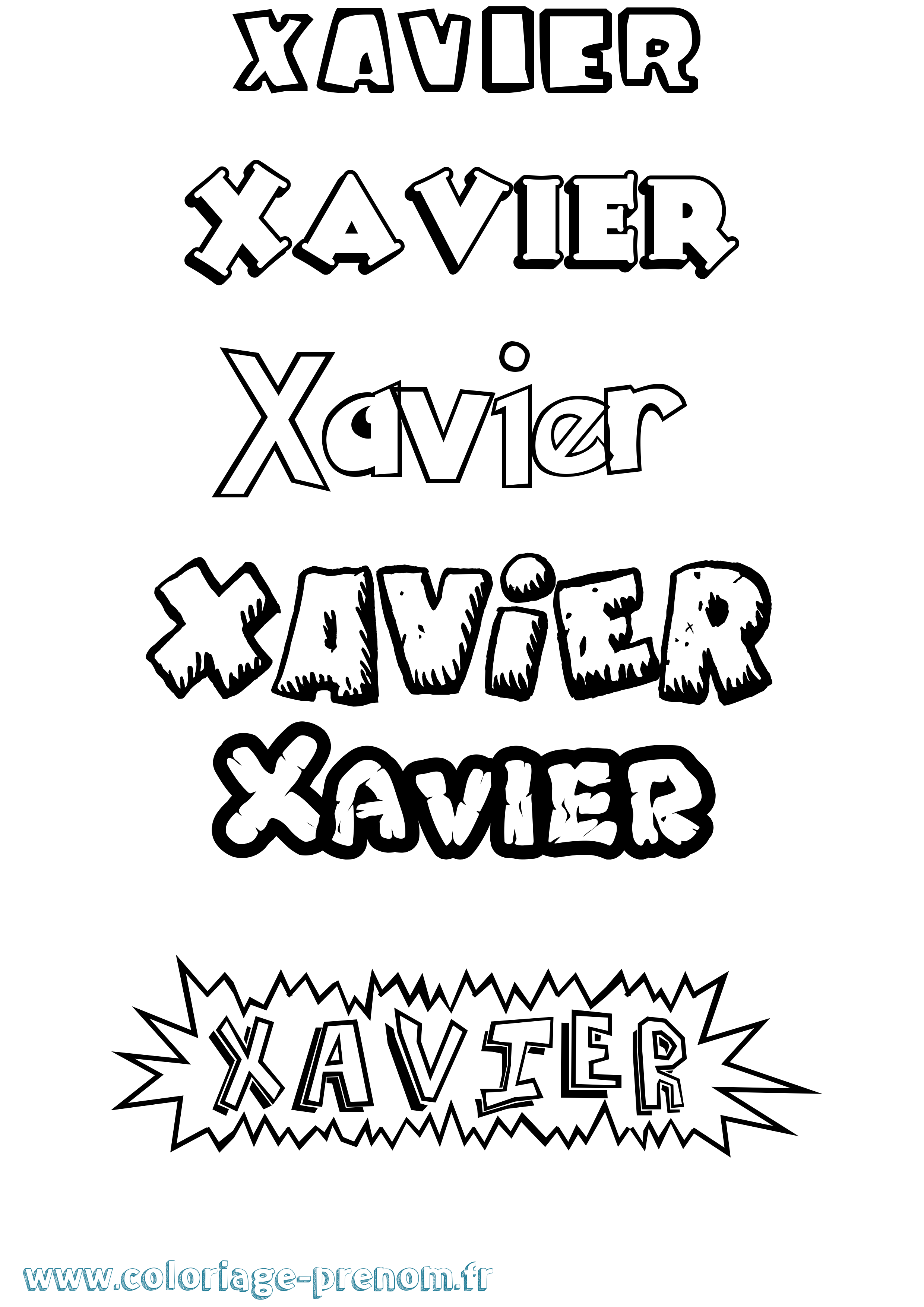 Coloriage prénom Xavier