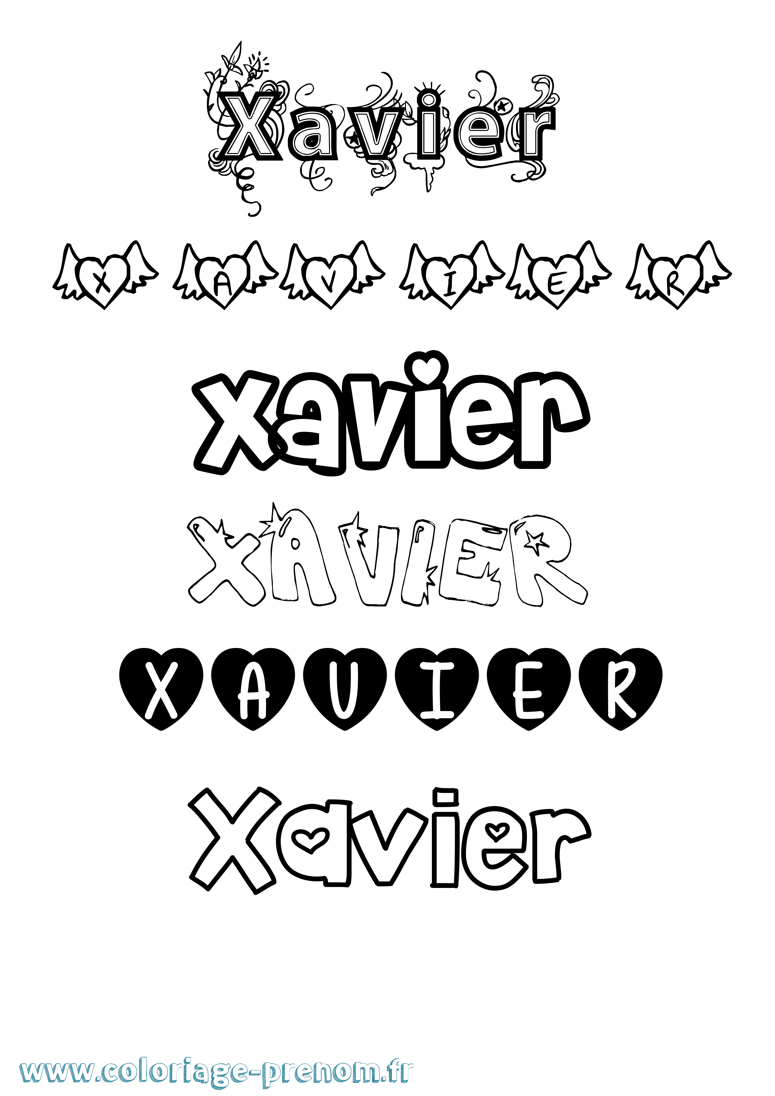 Coloriage prénom Xavier