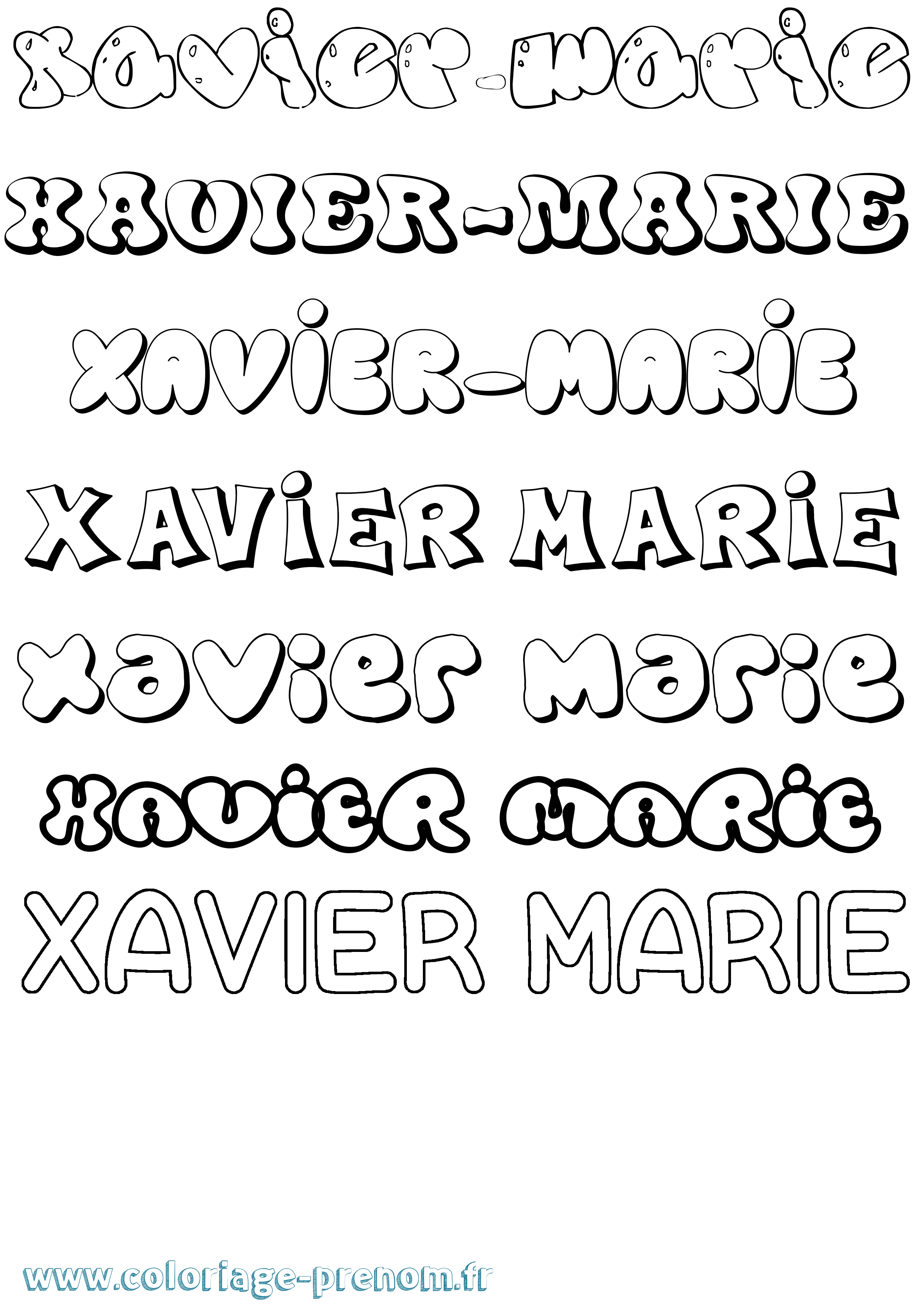 Coloriage Xavier-Marie Bubble Coloriage prénom Xavier-Marie Bubble
