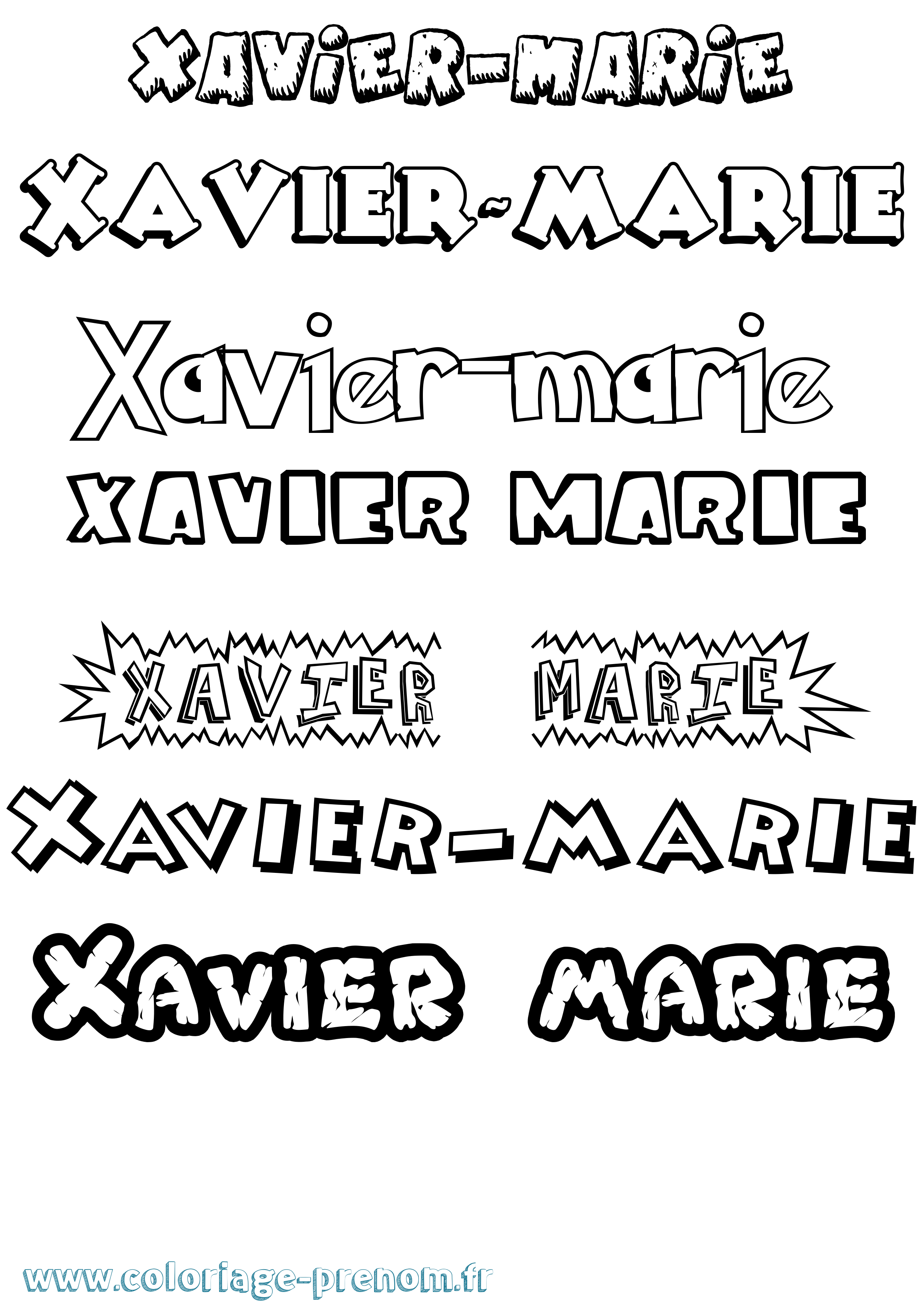 Coloriage Xavier-Marie Dessin Animé Coloriage prénom Xavier-Marie Dessin Animé
