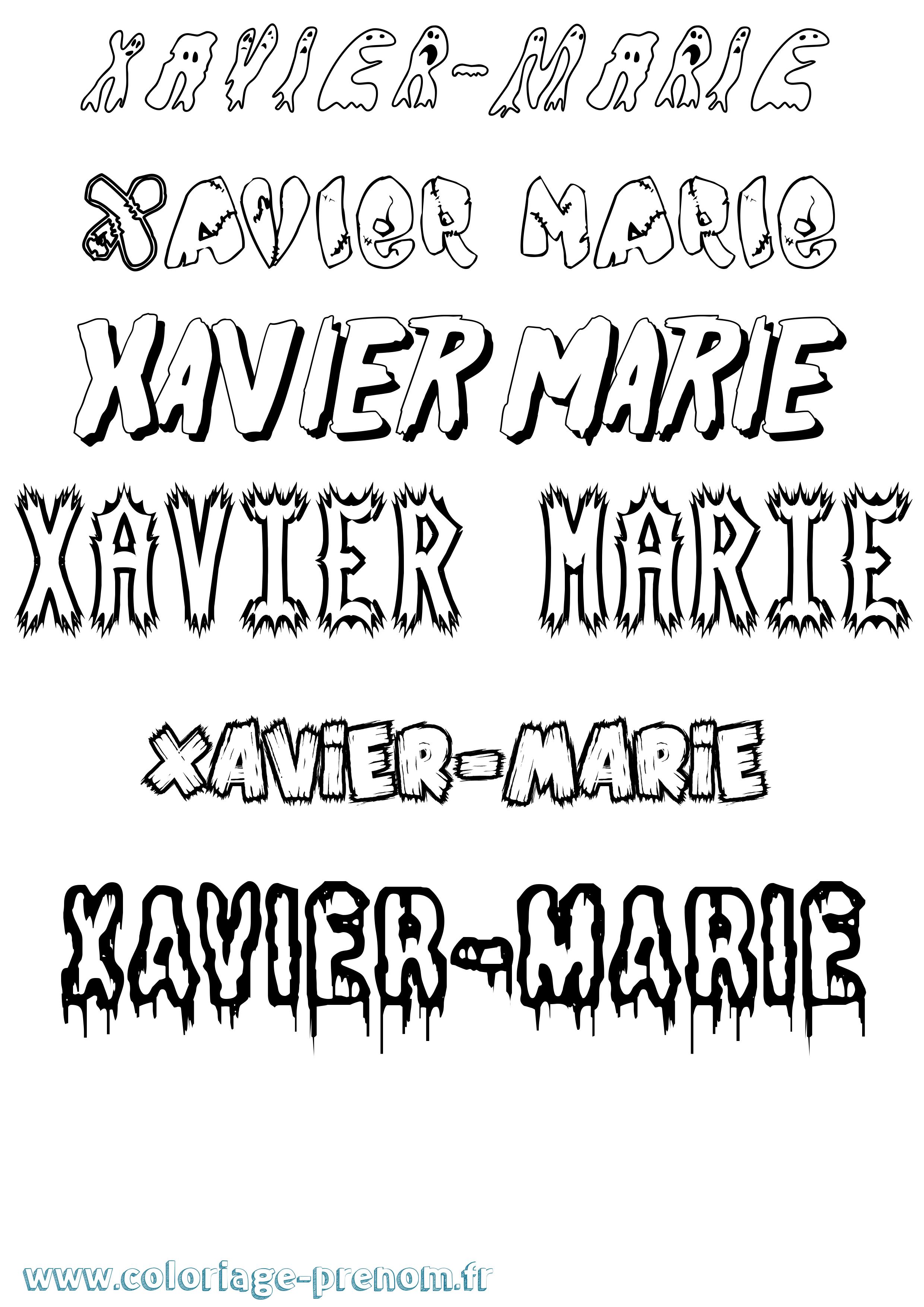Coloriage Xavier-Marie Frisson Coloriage prénom Xavier-Marie Frisson