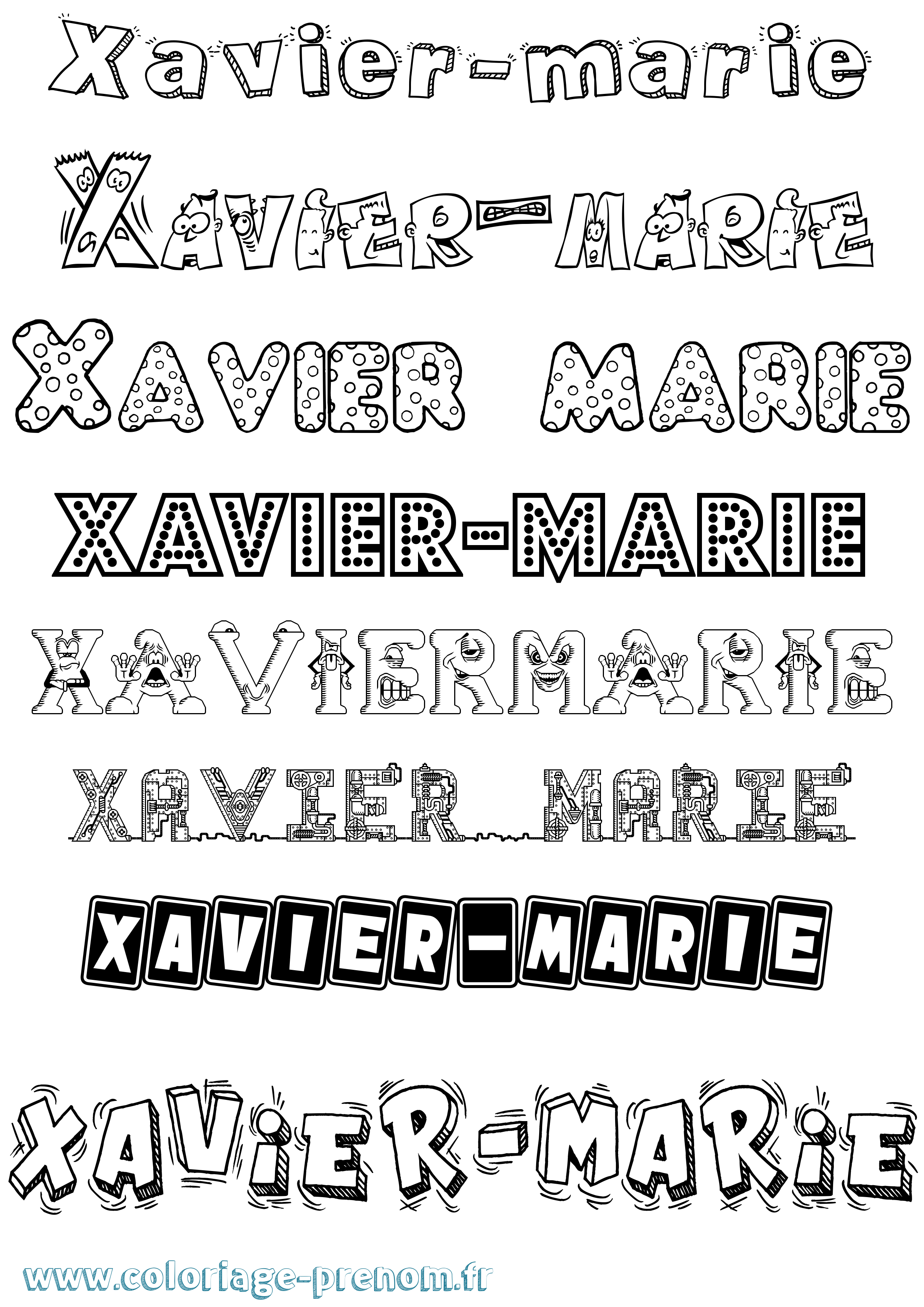 Coloriage Xavier-Marie Fun Coloriage prénom Xavier-Marie Fun