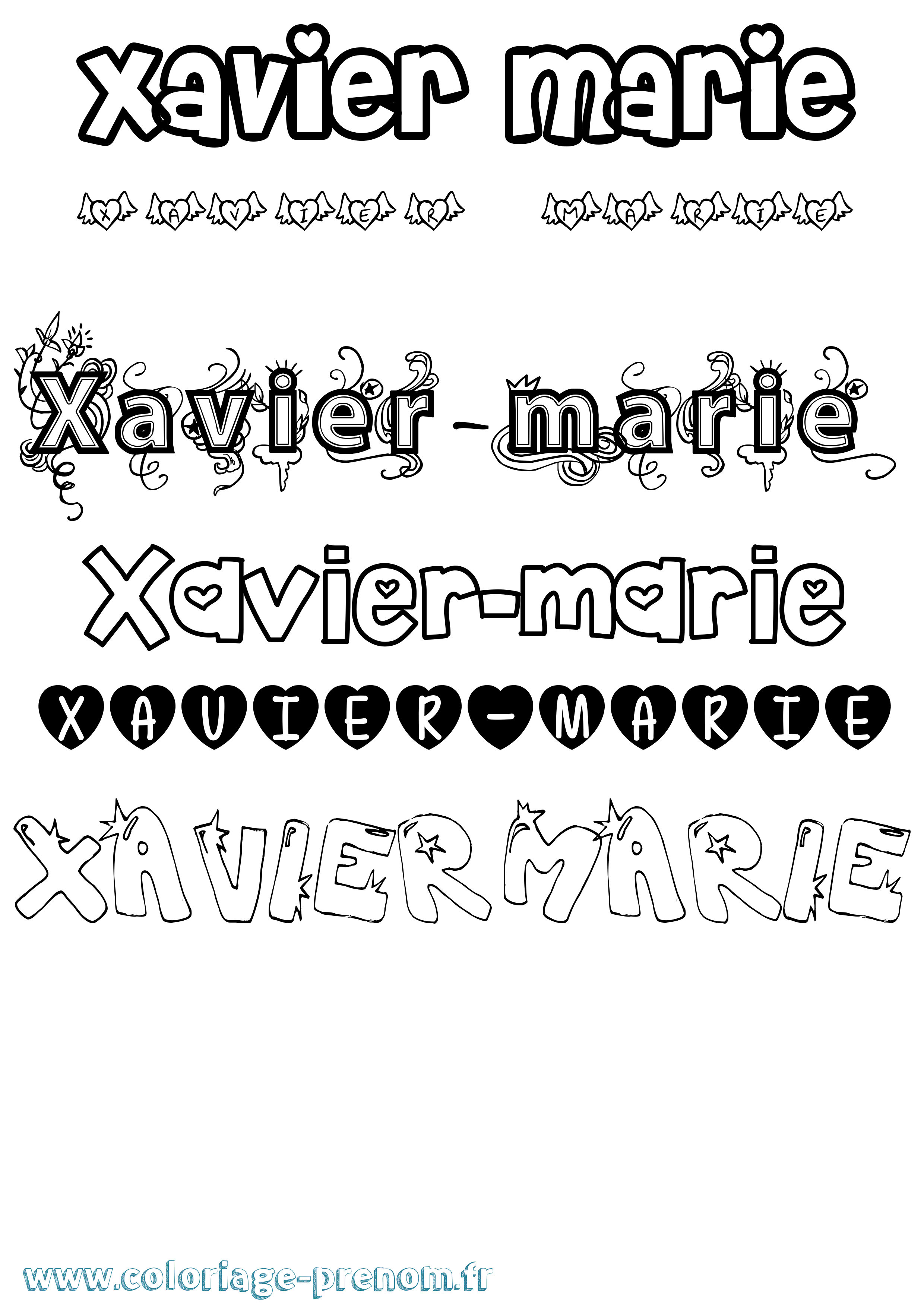 Coloriage Xavier-Marie Girly Coloriage prénom Xavier-Marie Girly