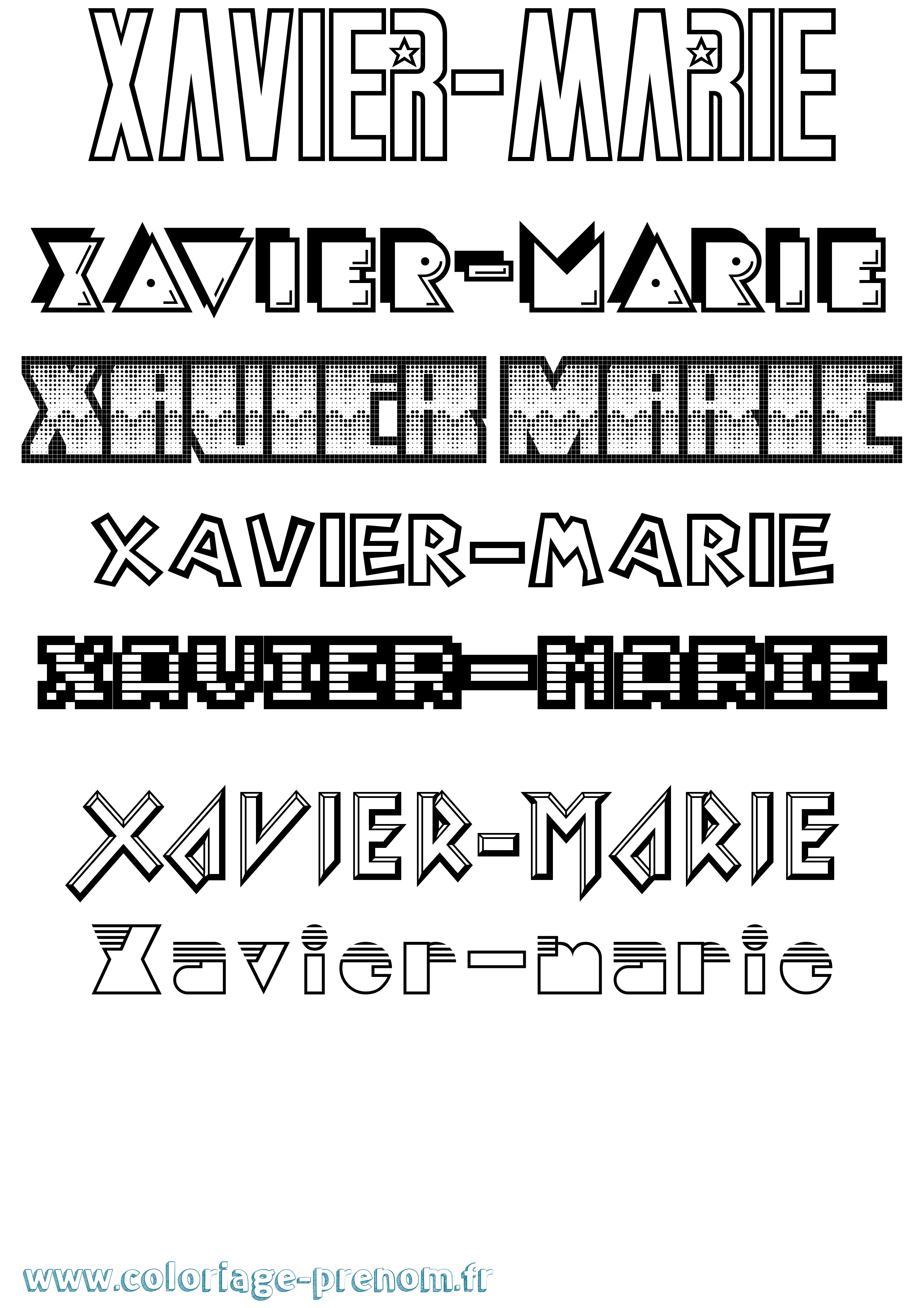 Coloriage Xavier-Marie Jeux Vidéos Coloriage prénom Xavier-Marie Jeux Vidéos