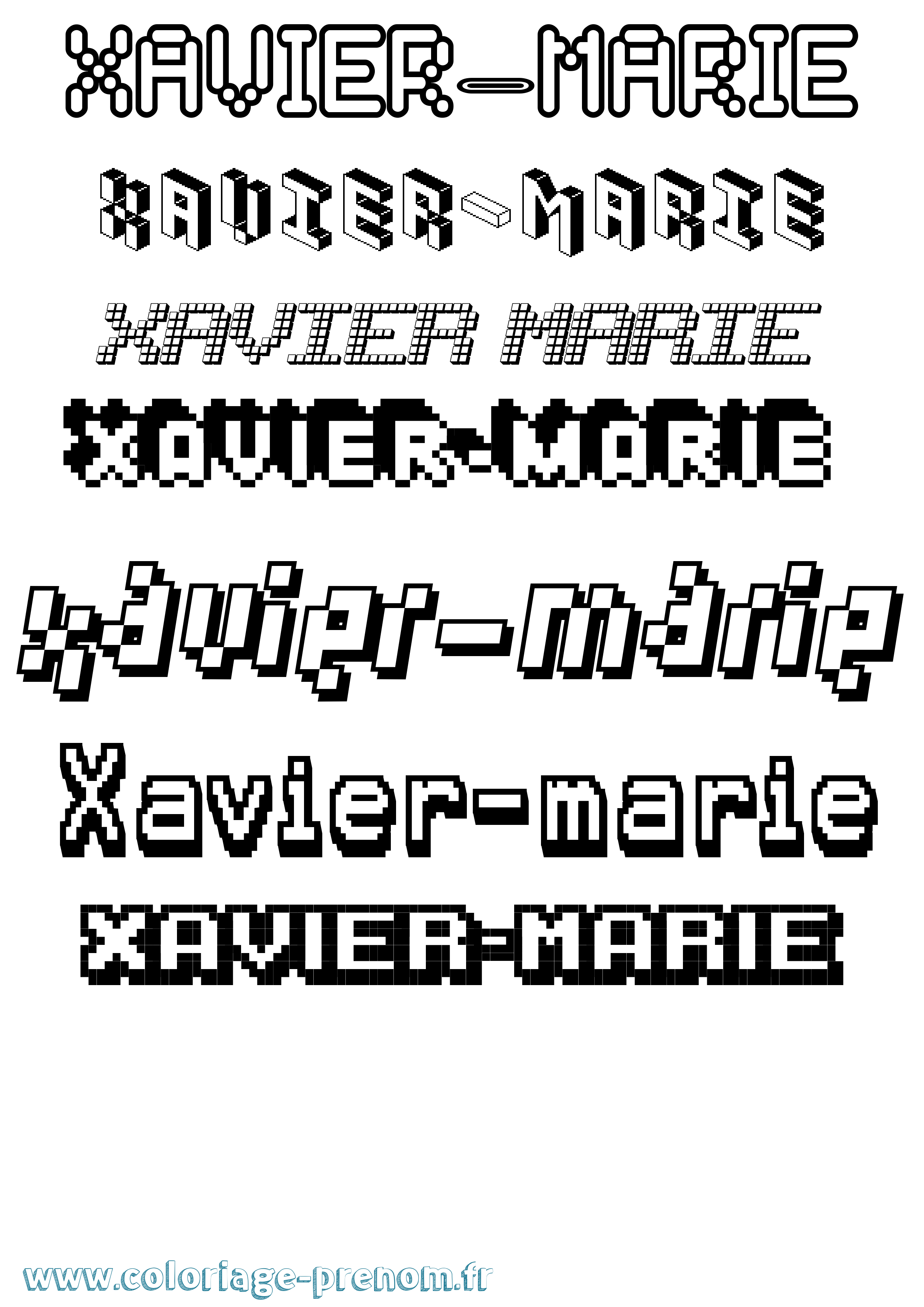 Coloriage Xavier-Marie Pixel Coloriage prénom Xavier-Marie Pixel