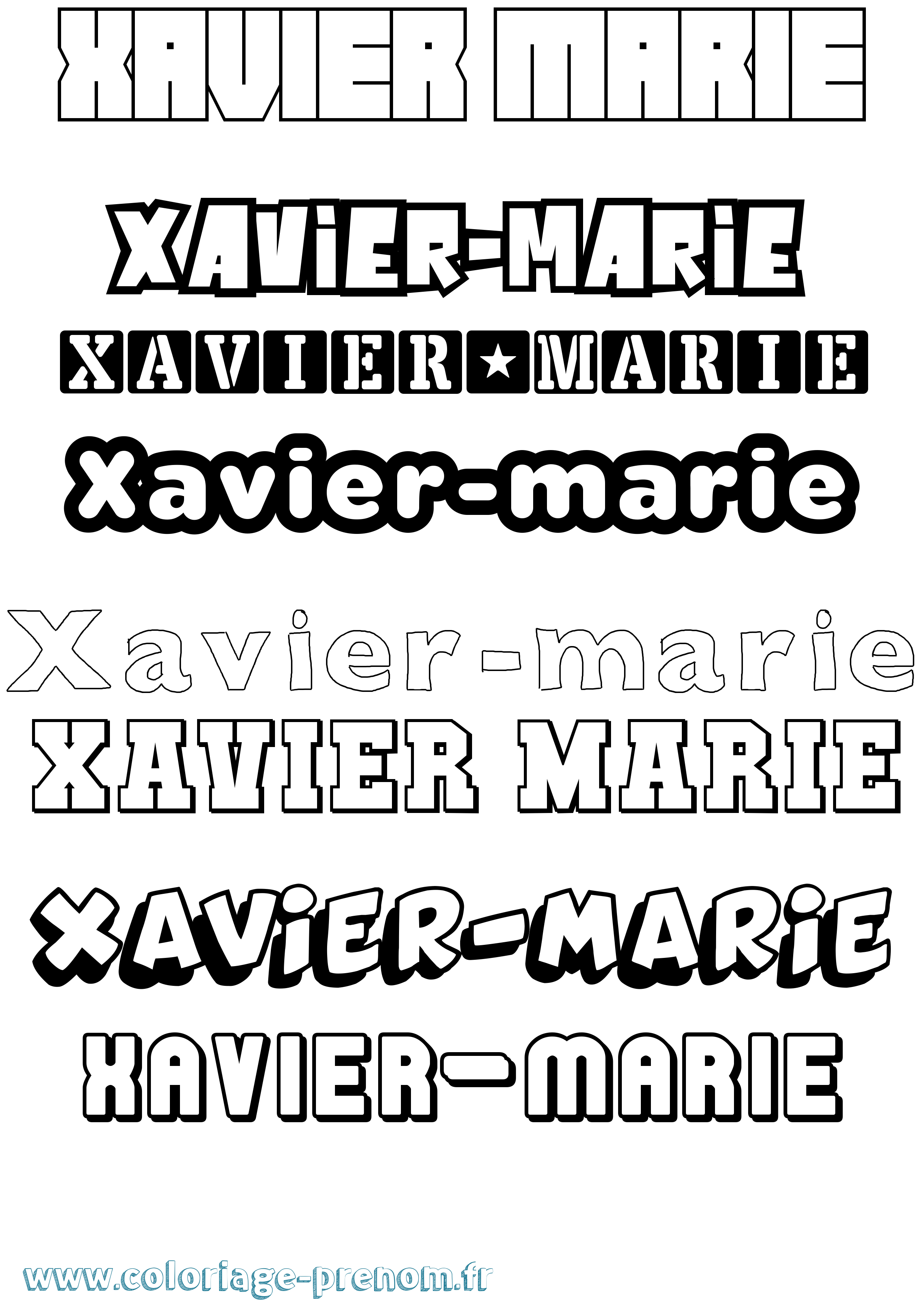 Coloriage Xavier-Marie Simple Coloriage prénom Xavier-Marie Simple