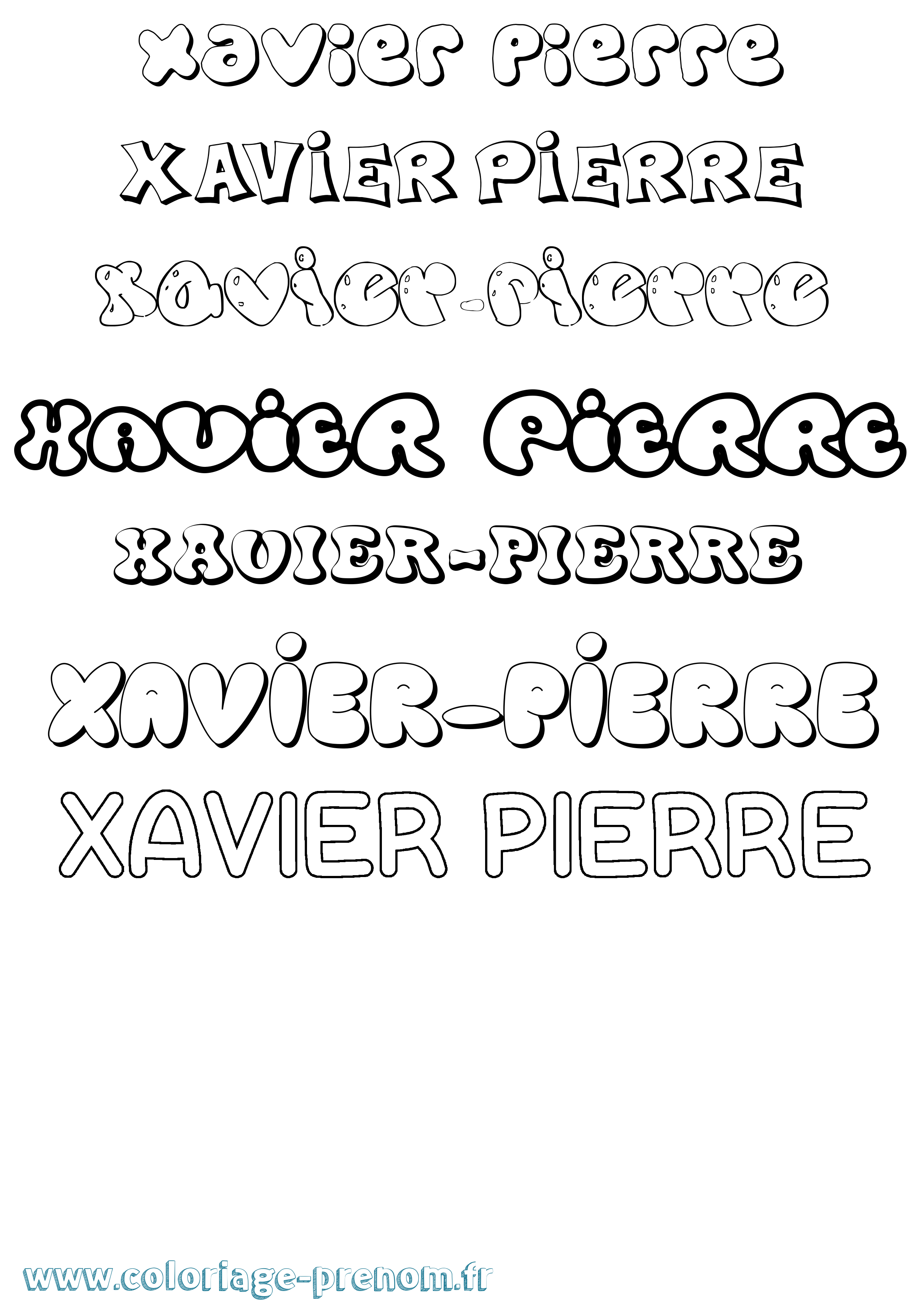 Coloriage Xavier-Pierre Bubble Coloriage prénom Xavier-Pierre Bubble