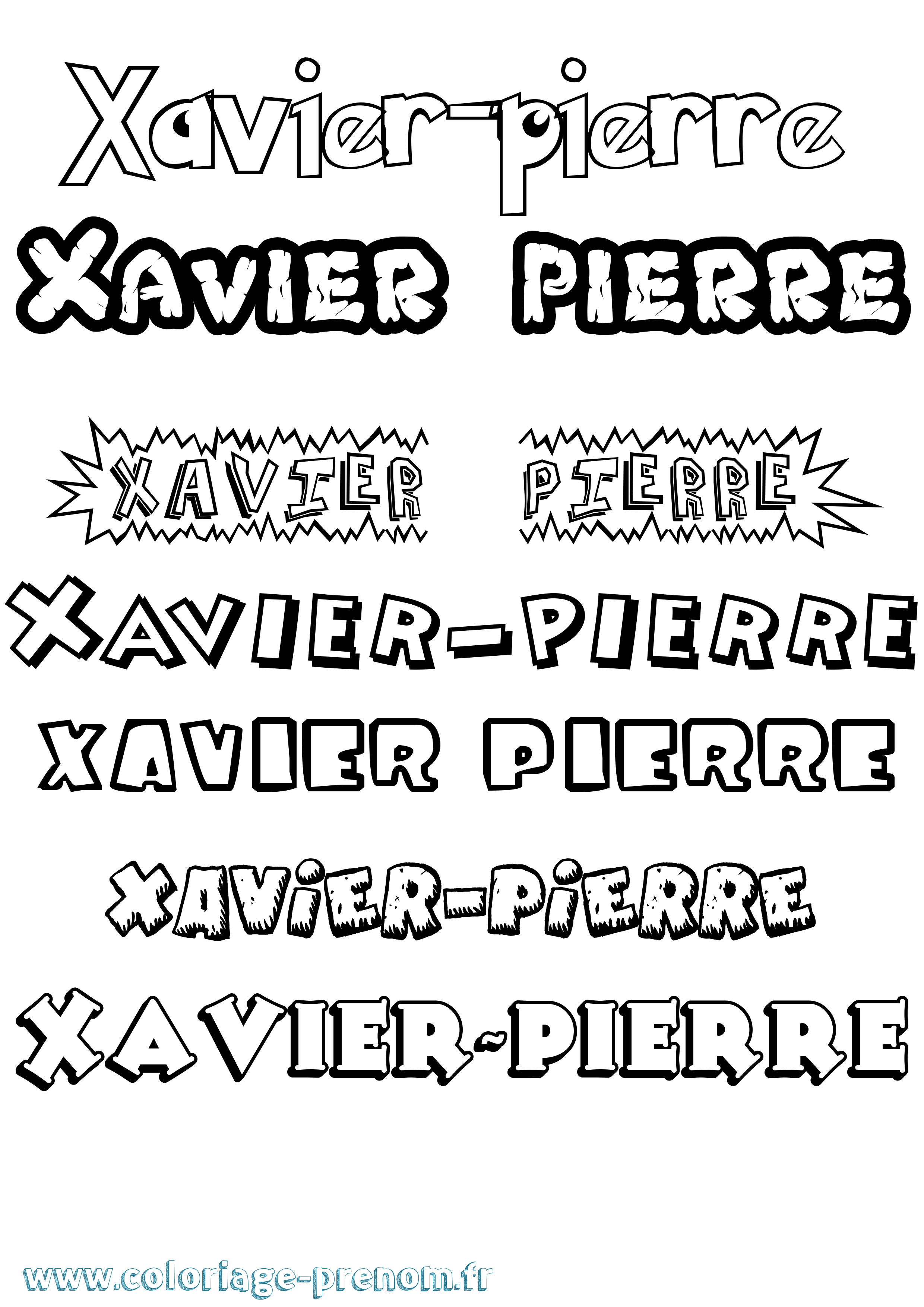 Coloriage Xavier-Pierre Dessin Animé Coloriage prénom Xavier-Pierre Dessin Animé