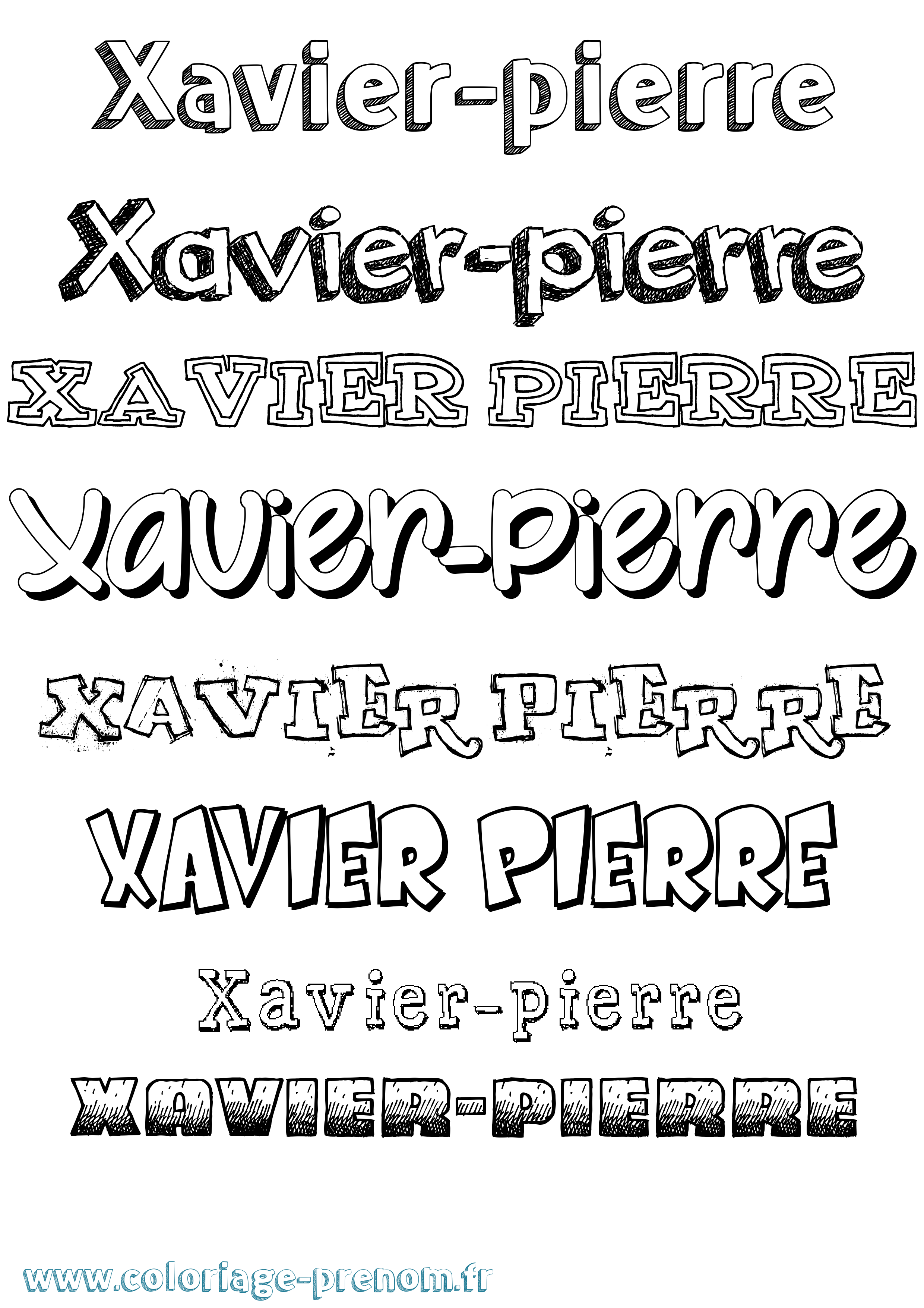 Coloriage Xavier-Pierre Dessiné Coloriage prénom Xavier-Pierre Dessiné