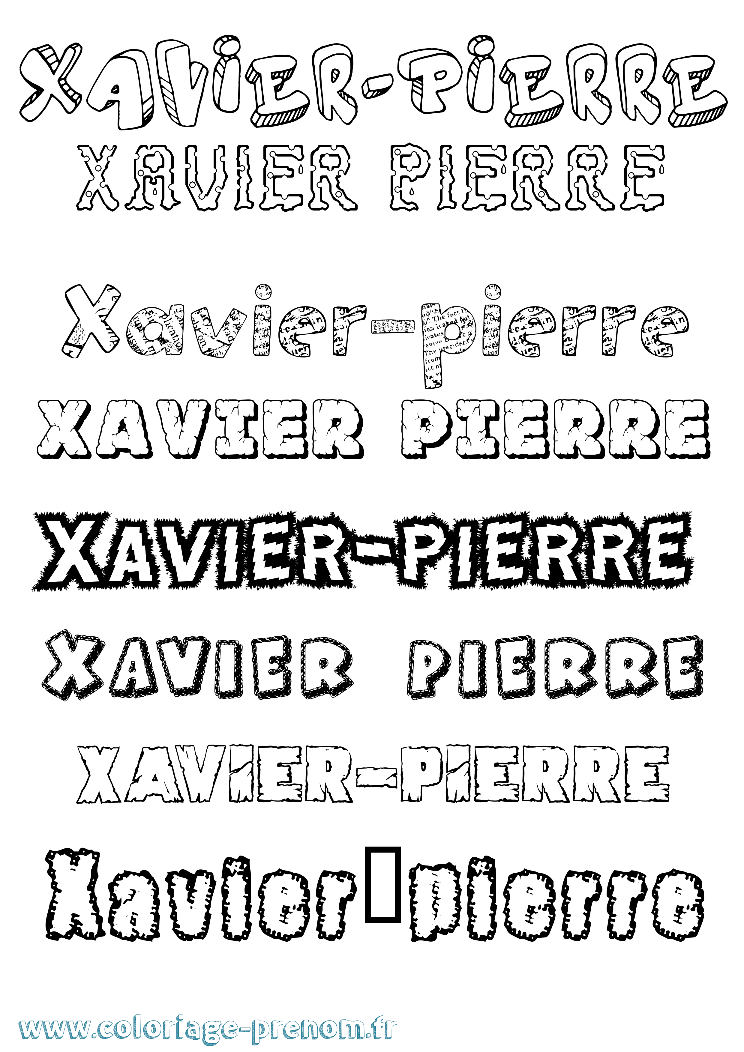 Coloriage Xavier-Pierre Destructuré Coloriage prénom Xavier-Pierre Destructuré