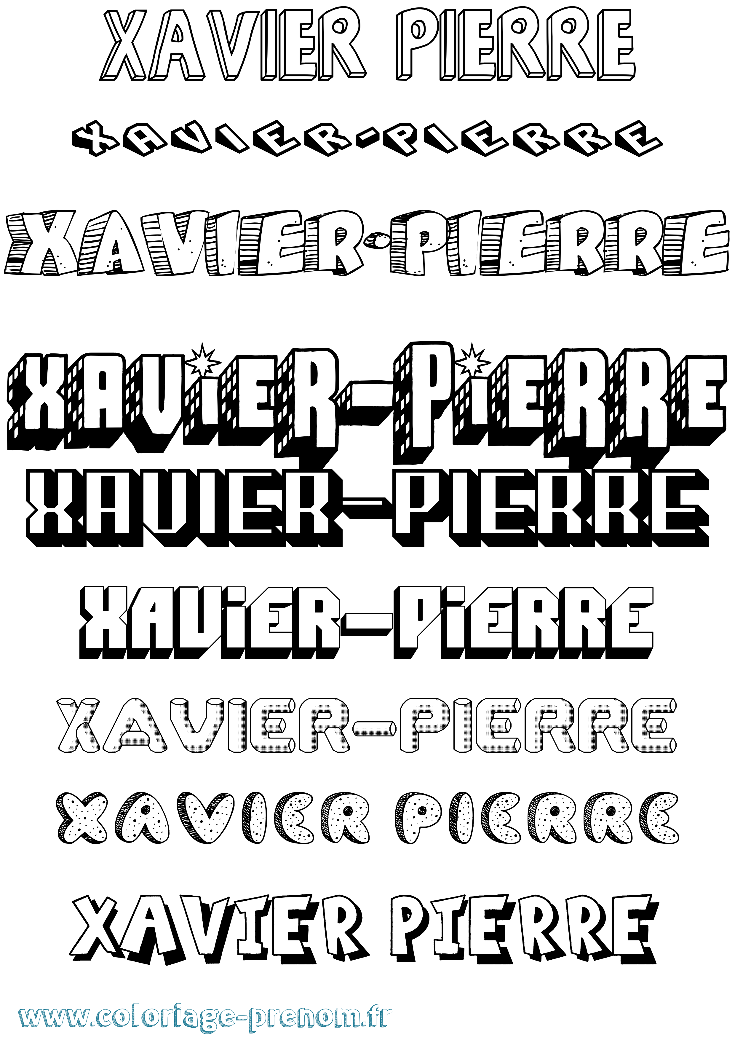 Coloriage Xavier-Pierre Effet 3D Coloriage prénom Xavier-Pierre Effet 3D