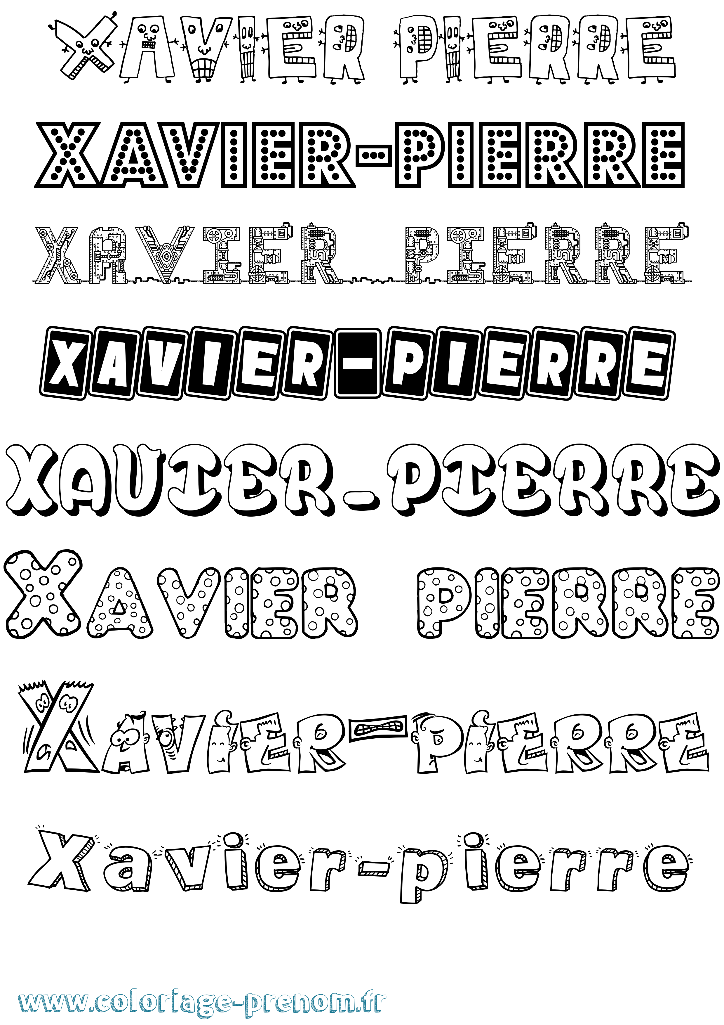 Coloriage Xavier-Pierre Fun Coloriage prénom Xavier-Pierre Fun