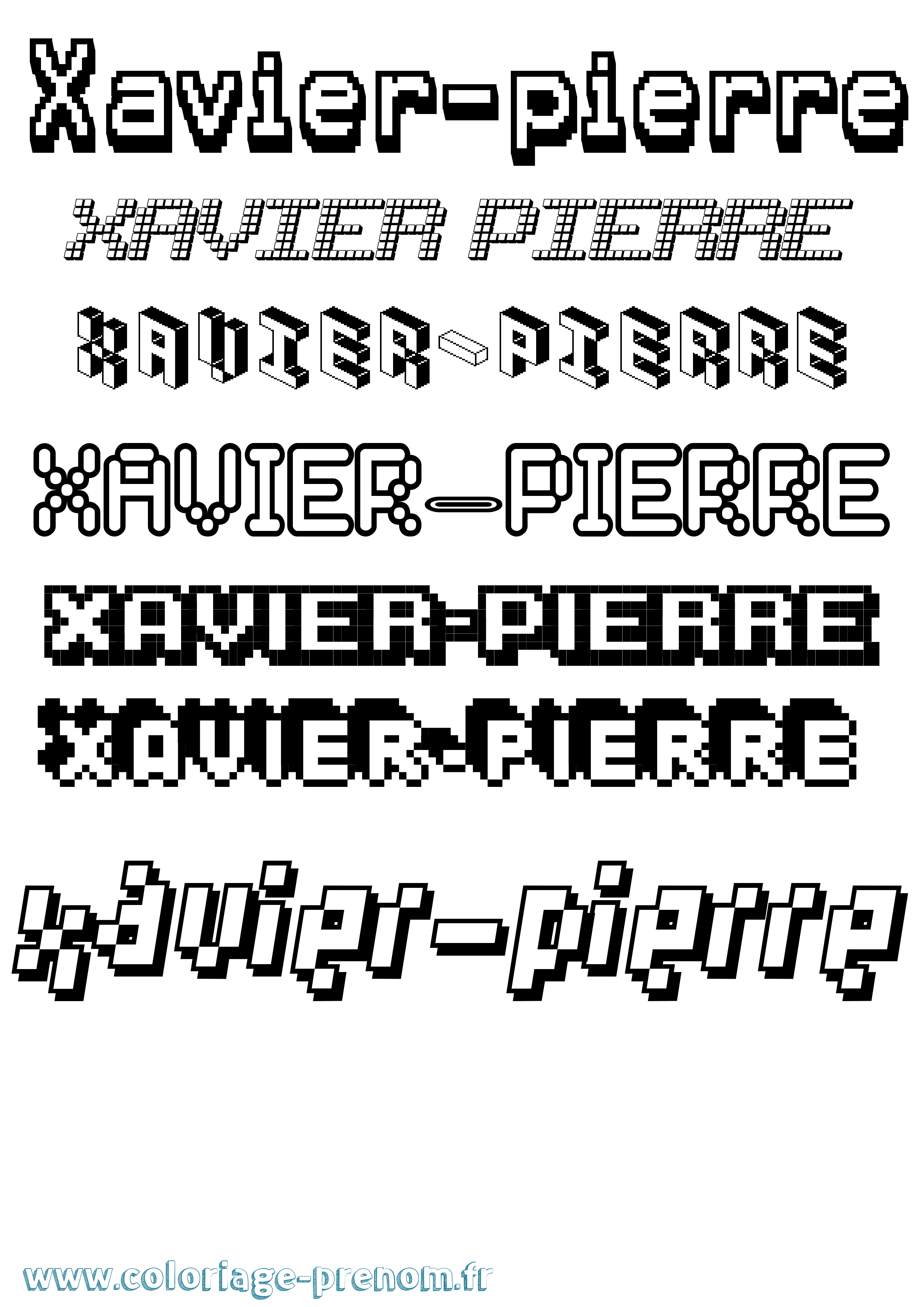 Coloriage Xavier-Pierre Pixel Coloriage prénom Xavier-Pierre Pixel