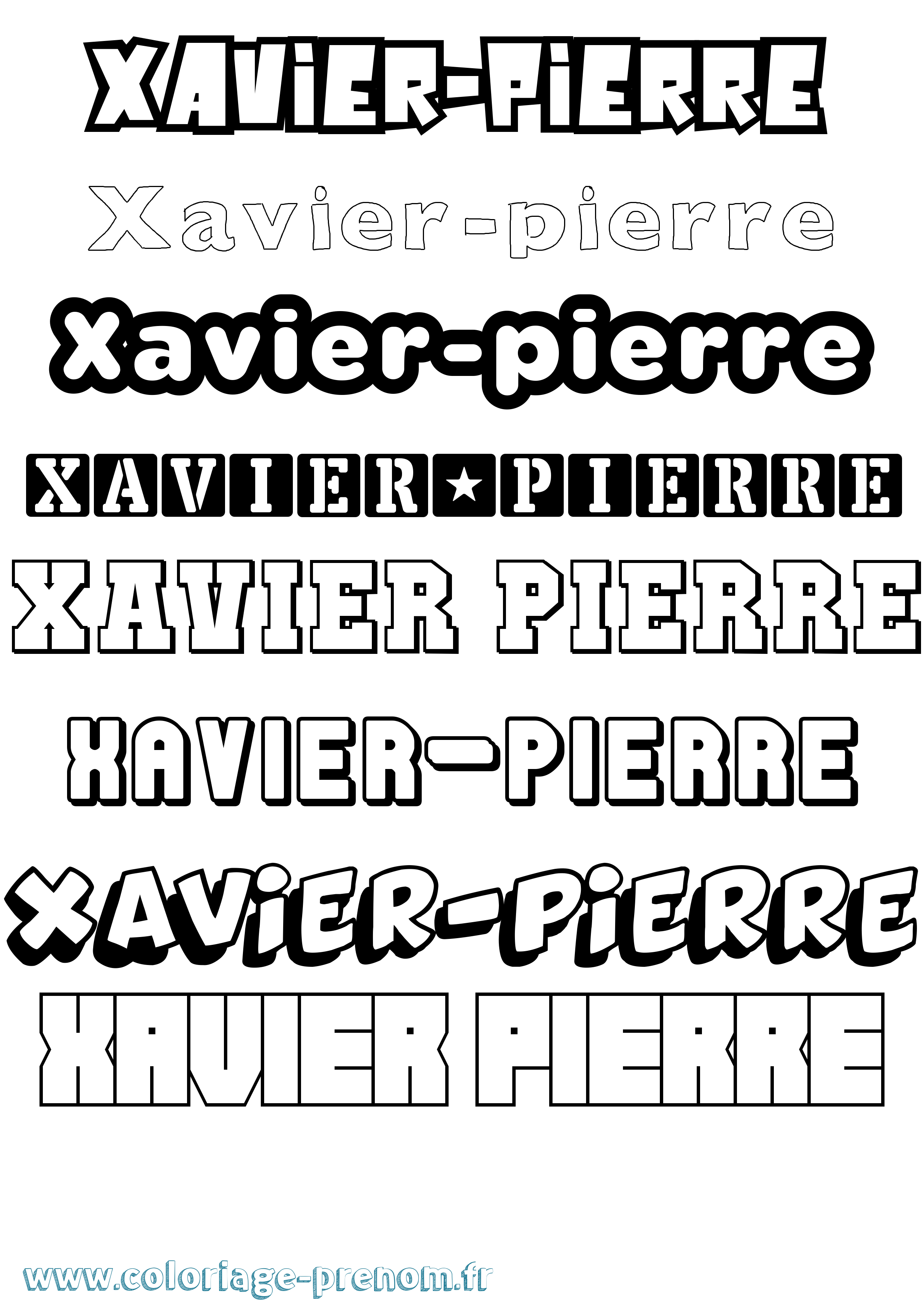 Coloriage Xavier-Pierre Simple Coloriage prénom Xavier-Pierre Simple