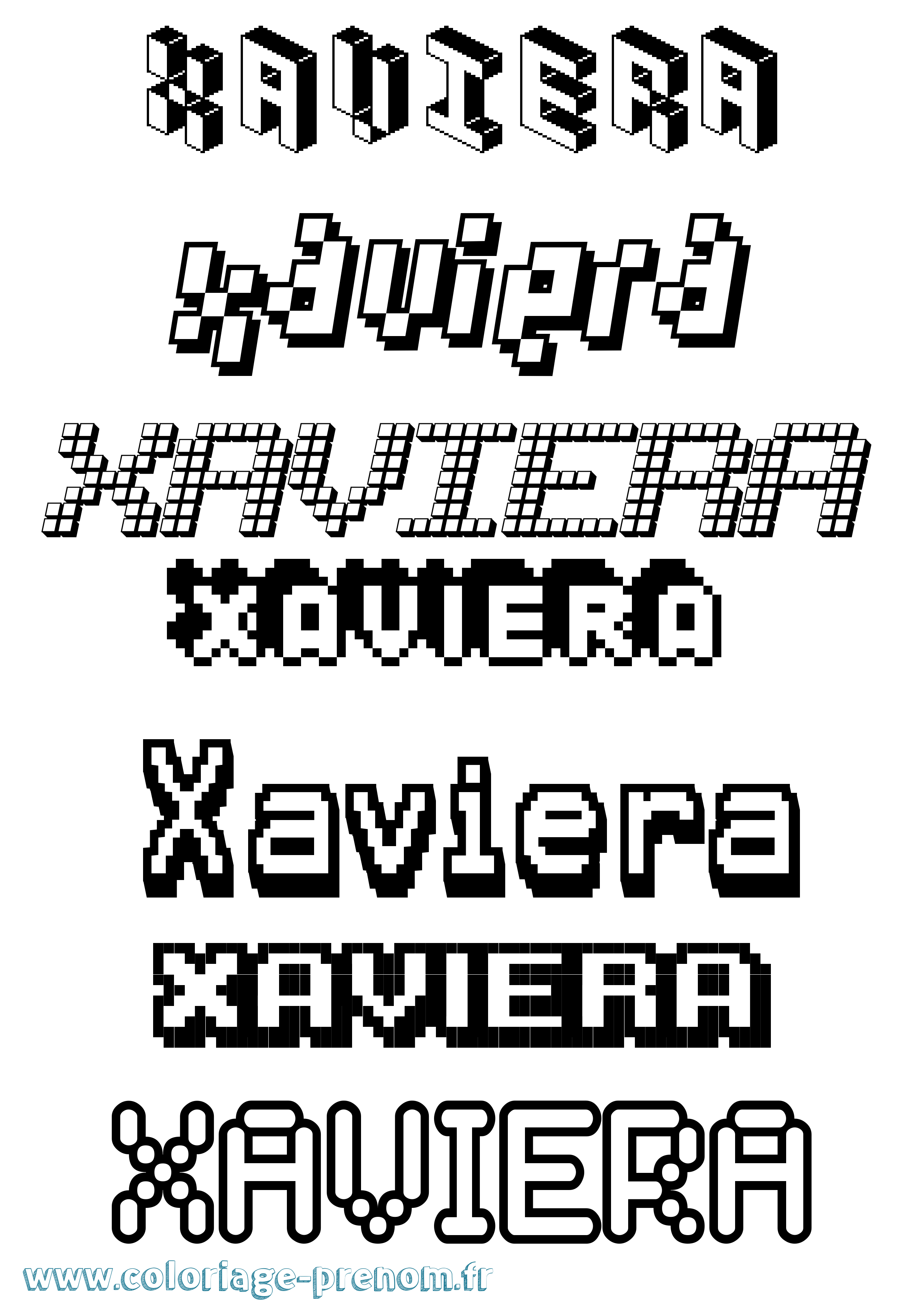 Coloriage prénom Xaviera Pixel