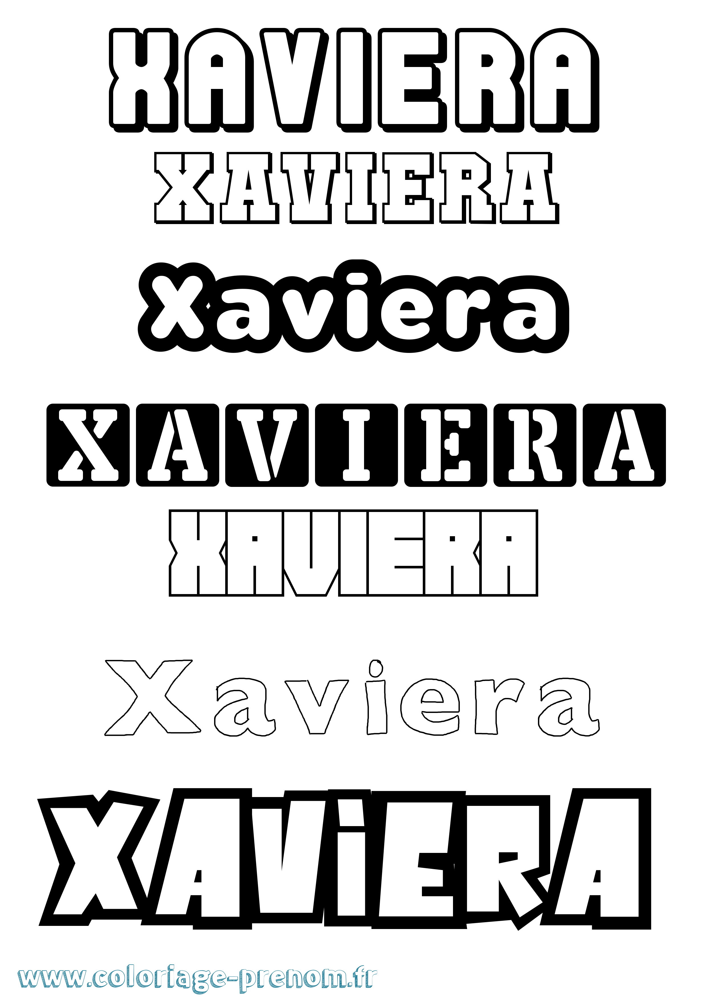 Coloriage prénom Xaviera Simple