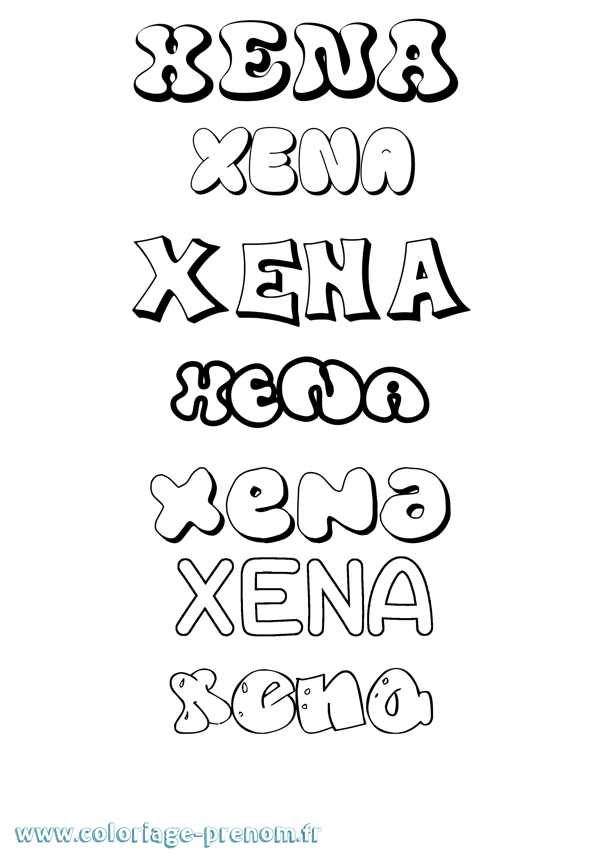 Coloriage Xena Bubble Coloriage prénom Xena Bubble