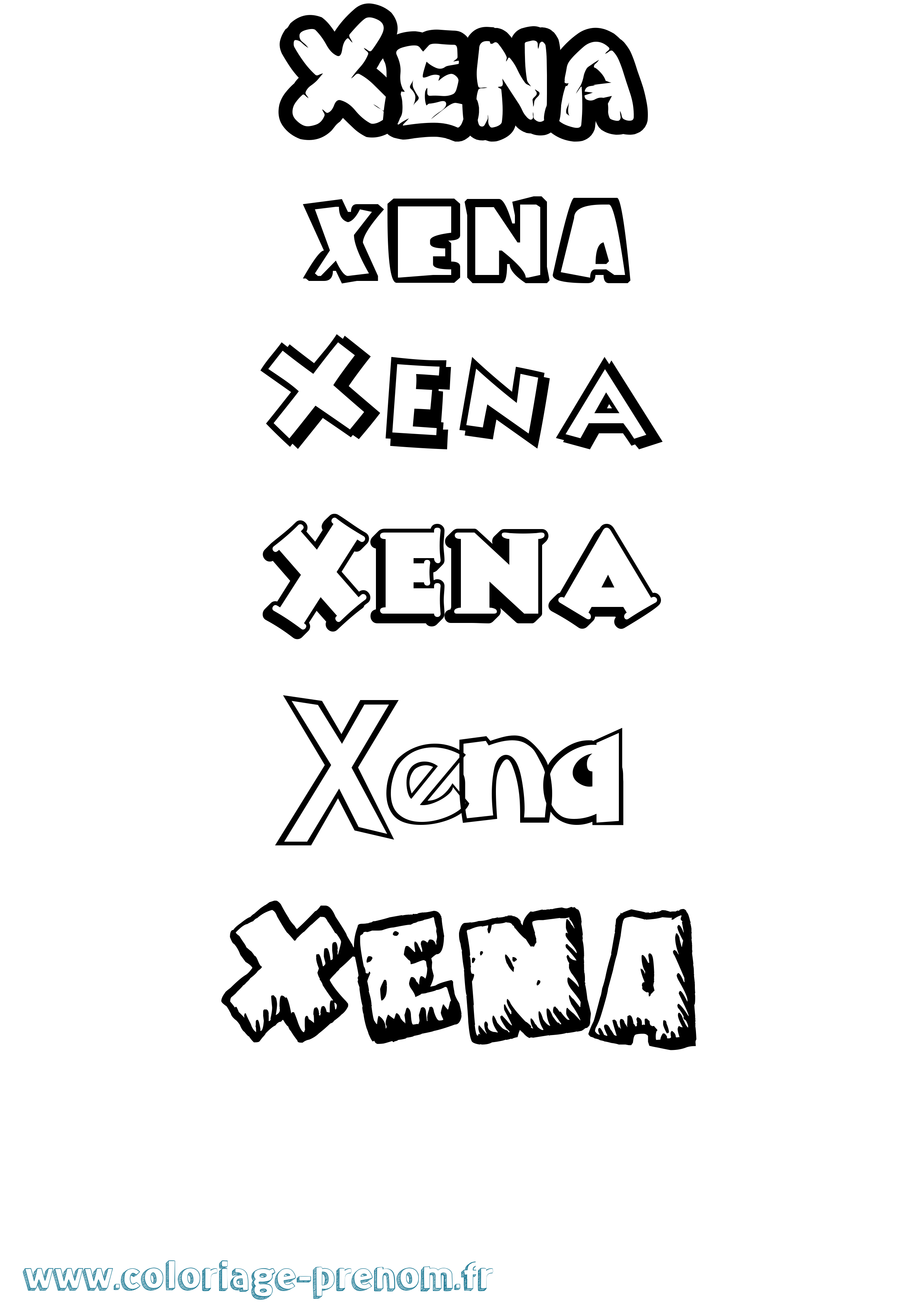 Coloriage Xena Dessin Animé Coloriage prénom Xena Dessin Animé