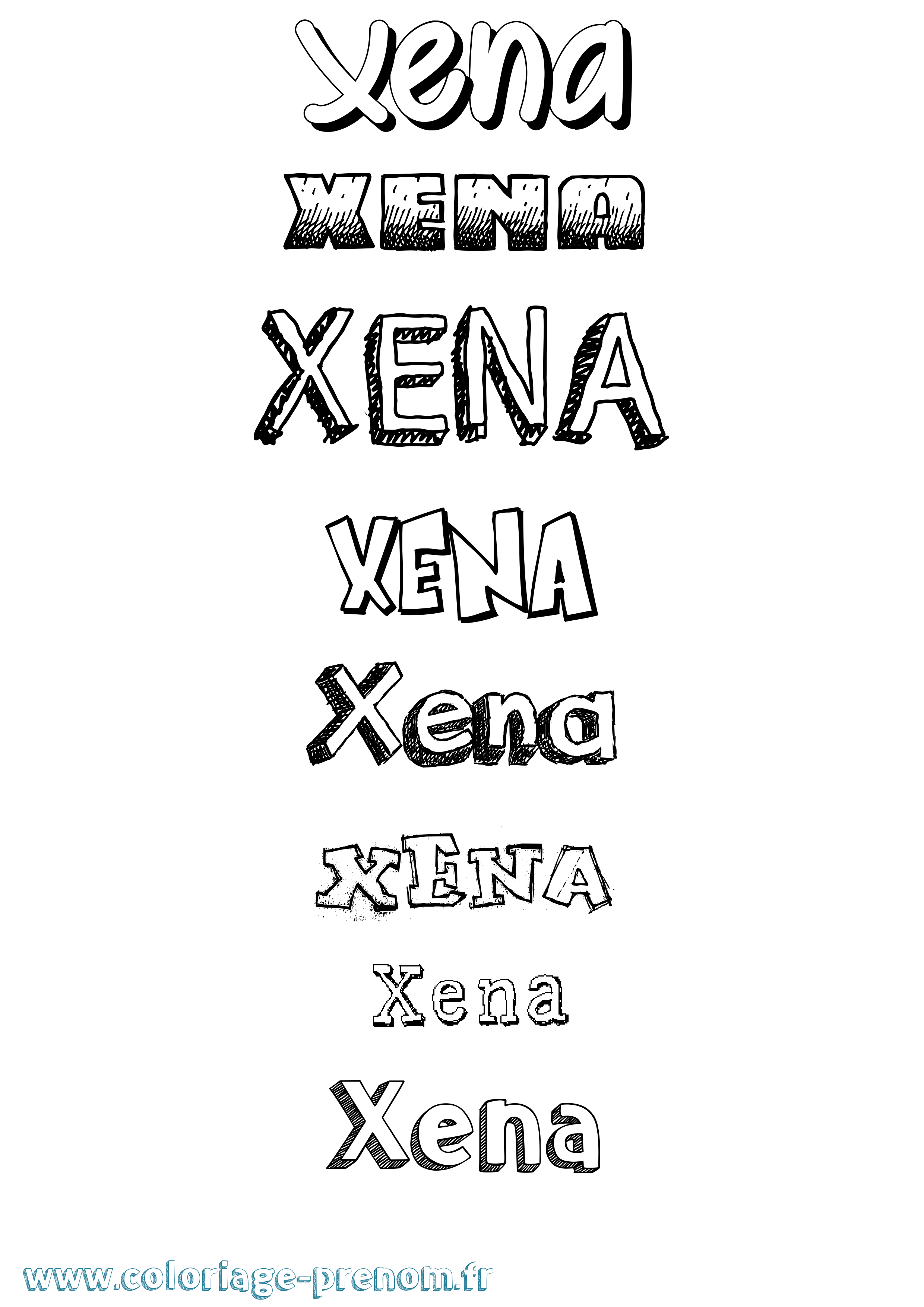 Coloriage Xena Dessiné Coloriage prénom Xena Dessiné