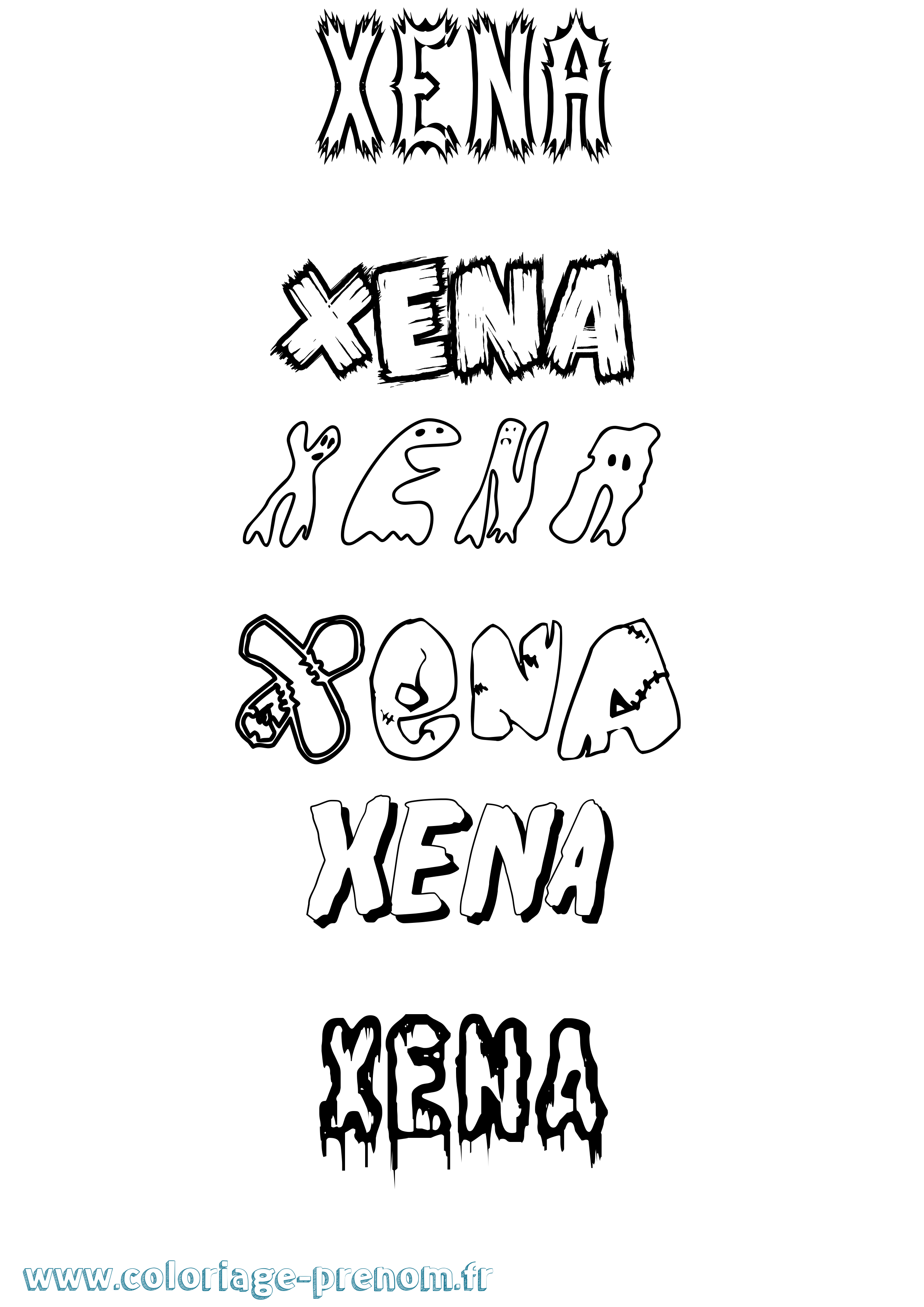 Coloriage Xena Frisson Coloriage prénom Xena Frisson